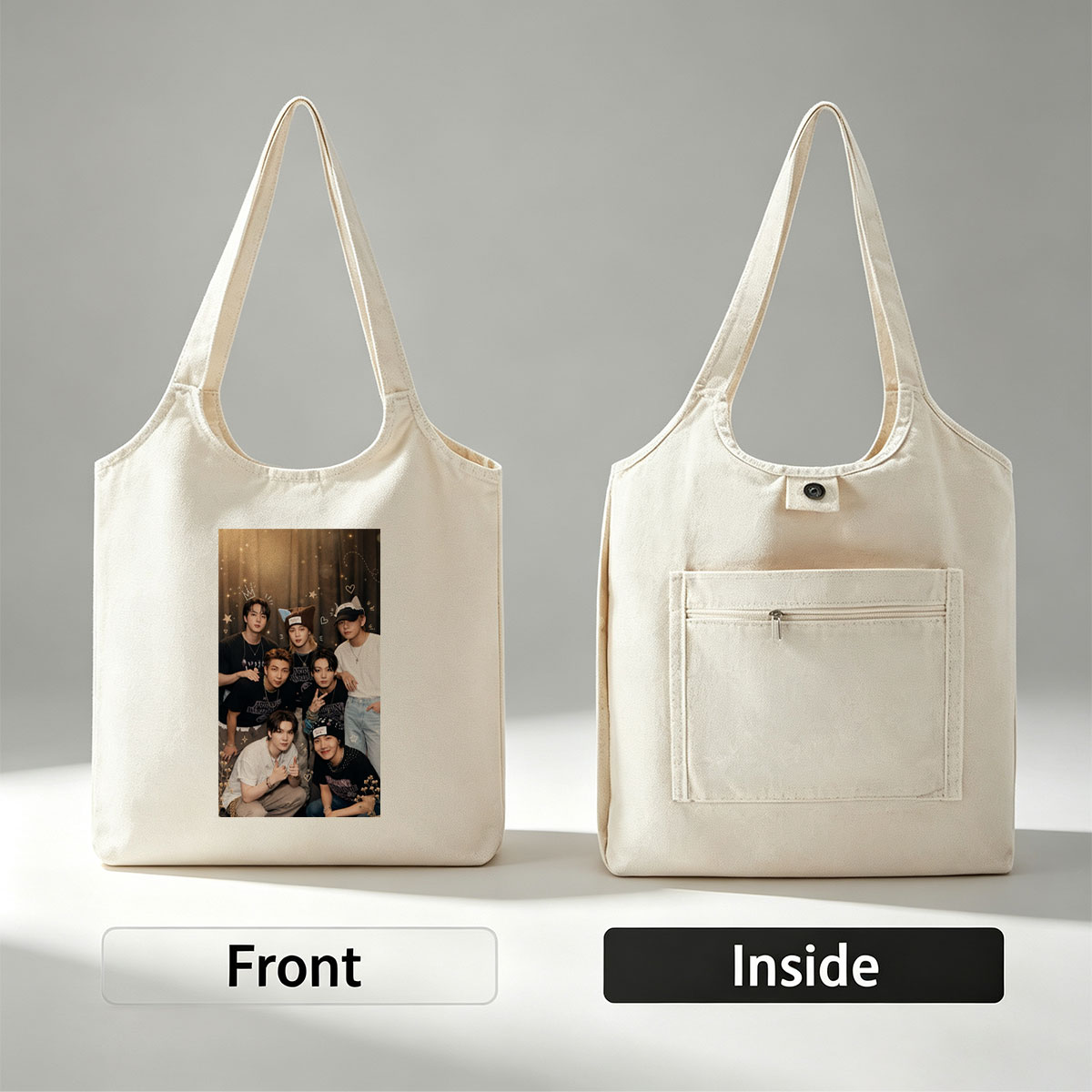SEVENTEEN Group Photo with Festive Accessories and Sparkling Background - Canvas shoulder bags/