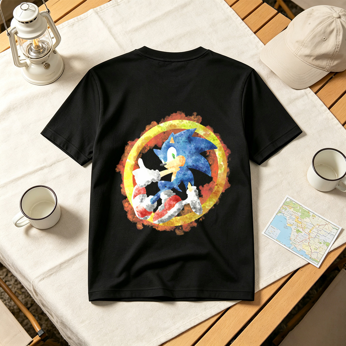 Sonic the Hedgehog in Watercolor Style - Tee