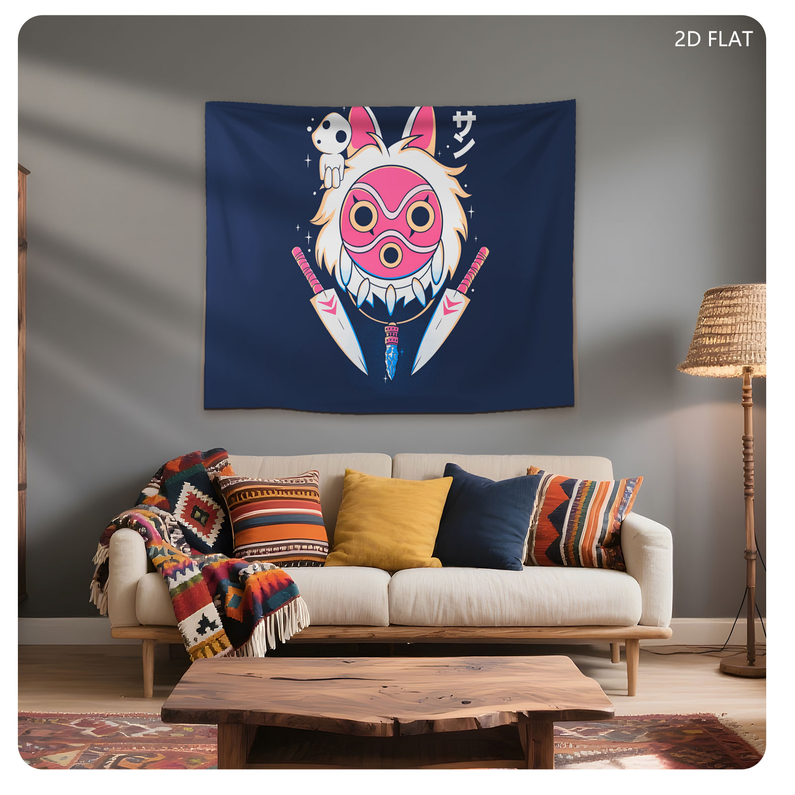 Princess Mononoke: San with Wolf Mask and Dual Blades - Tapestry