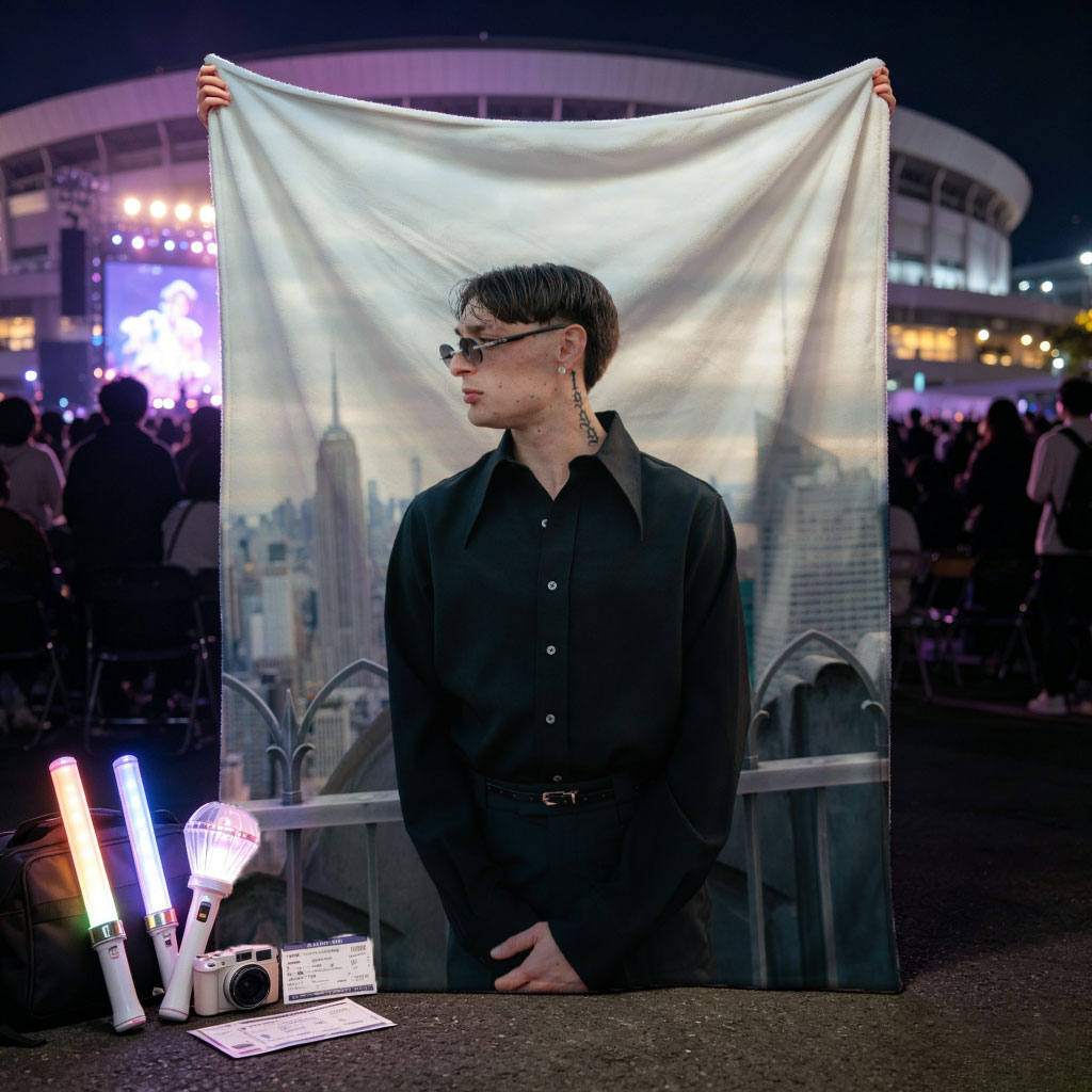 Karl Lagerfeld in New York City Skyline Fashion Portrait - Blankets