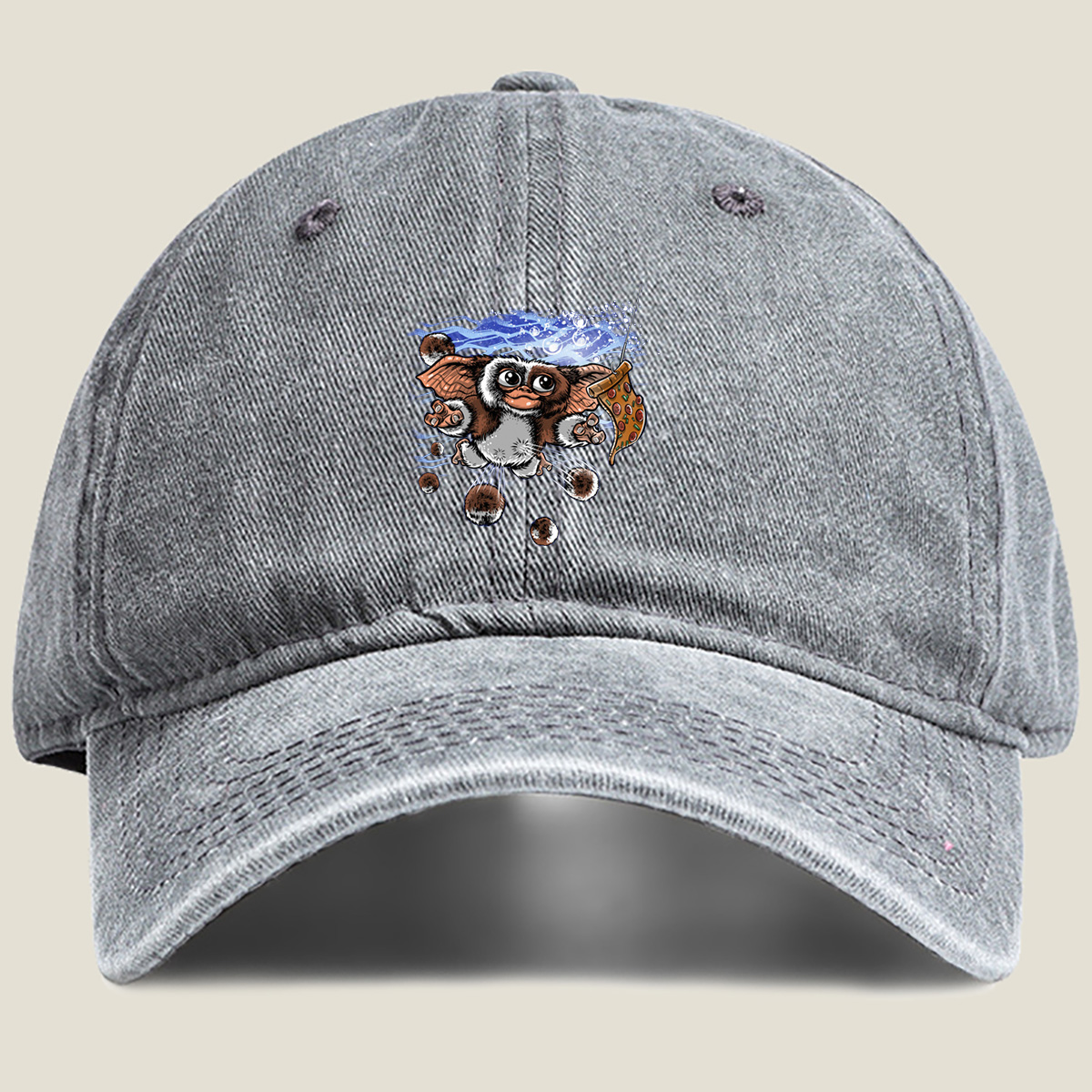 Gremlins - Gizmo with Pizza - Washed Denim - Baseball Cap