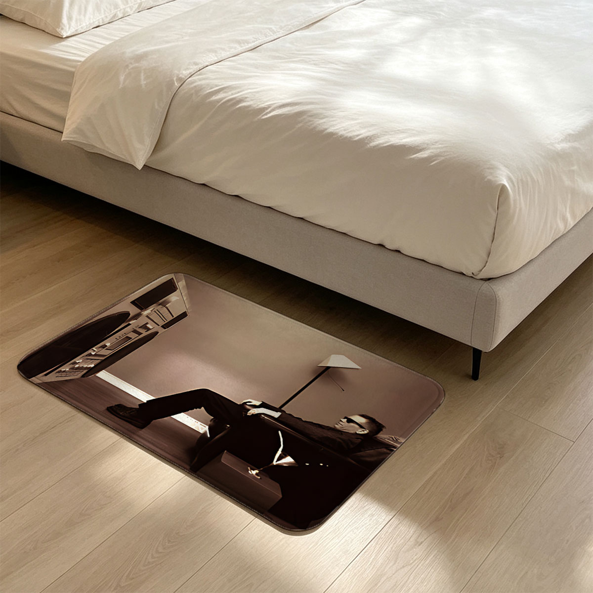 Man in Suit with Boombox and Martini Glass - Flannel floor mat