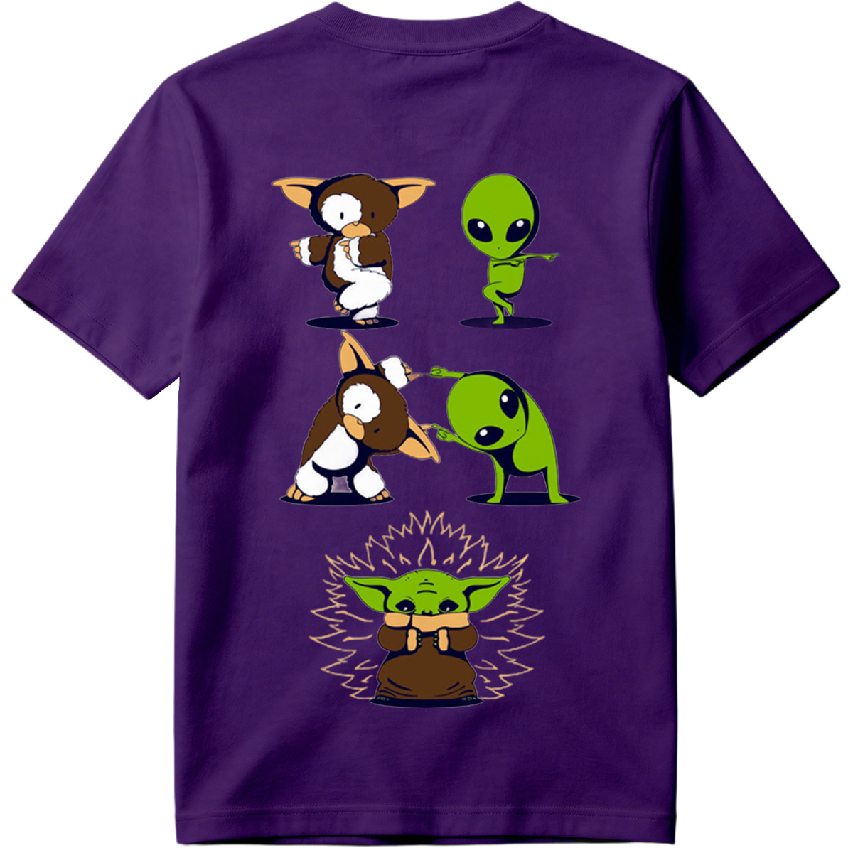 Diddy Kong, Alien, and Baby Yoda in Playful Poses - Tee