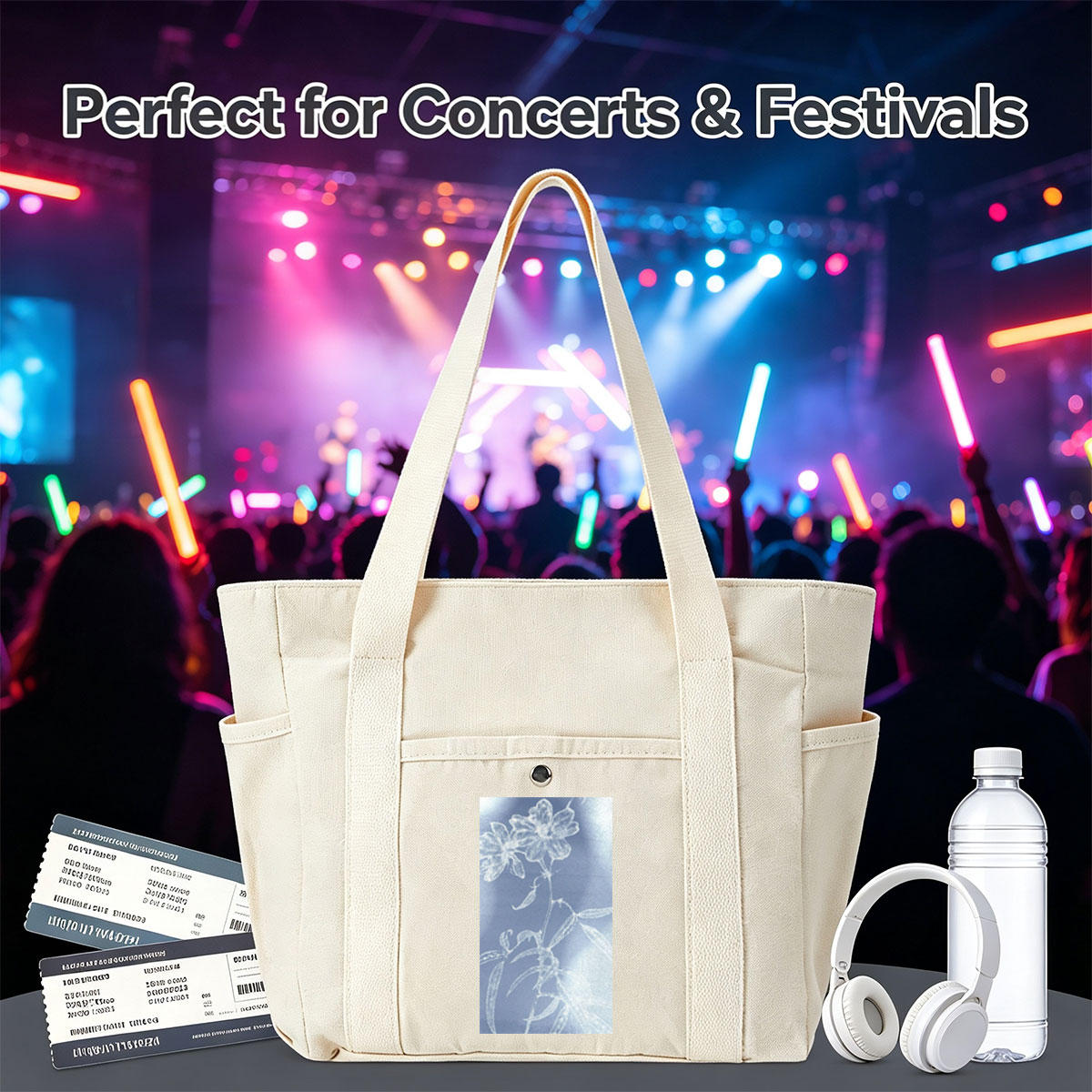 Taylor Swift in a Dreamy Floral Scene with Ethereal Blue and White Botanical Patterns - Multi-pocket bags