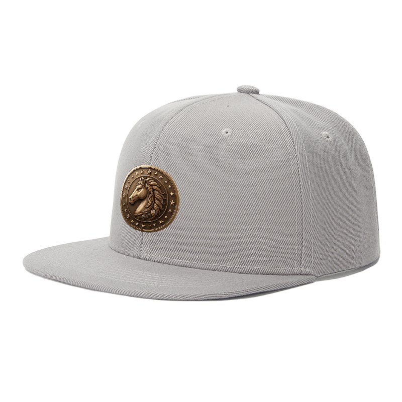 Flat Brim Baseball Cap Horse Head Emblem with Stars and Moon Design Streetwear Underground Skate Style for Basketball Court Skate Park Urban Lifestyle Skaters Rappers Streetwear Enthusiasts