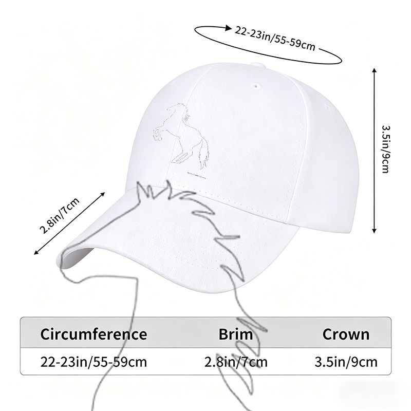Unisex Classic Baseball Cap with Horse Silhouette Print - Stylish and Durable Hat for Outdoor Activities, Perfect for Adults Who Love Equestrian Themes and Casual Wear