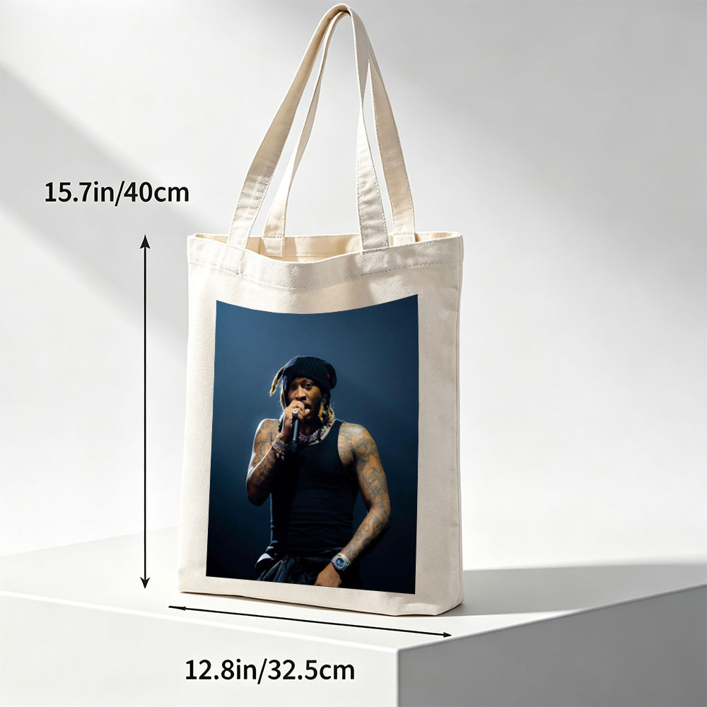 Lil Wayne Performing on Stage with Microphone in Hand - Canvas tote bags