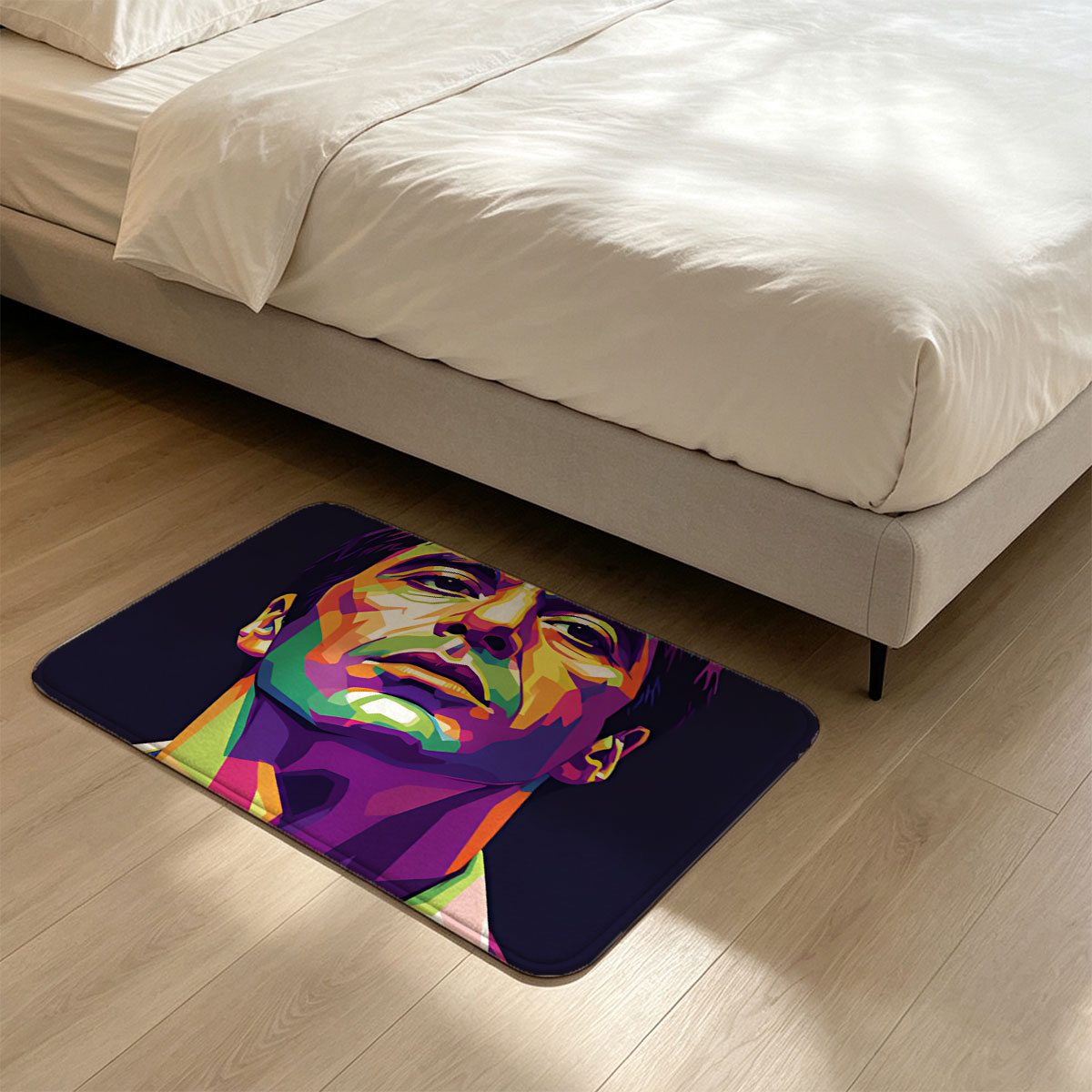 Colorful Portrait of a Man in Pop Art Style - Flannel floor mat