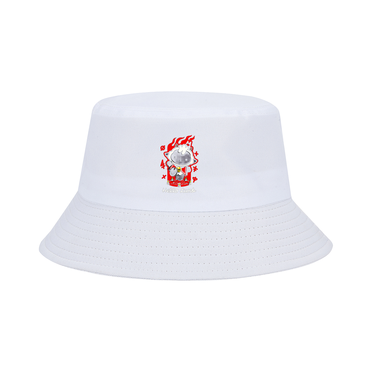 Hello Lamb: Dark Sheep with Flames and Ritual Symbols - Fisherman's Hat