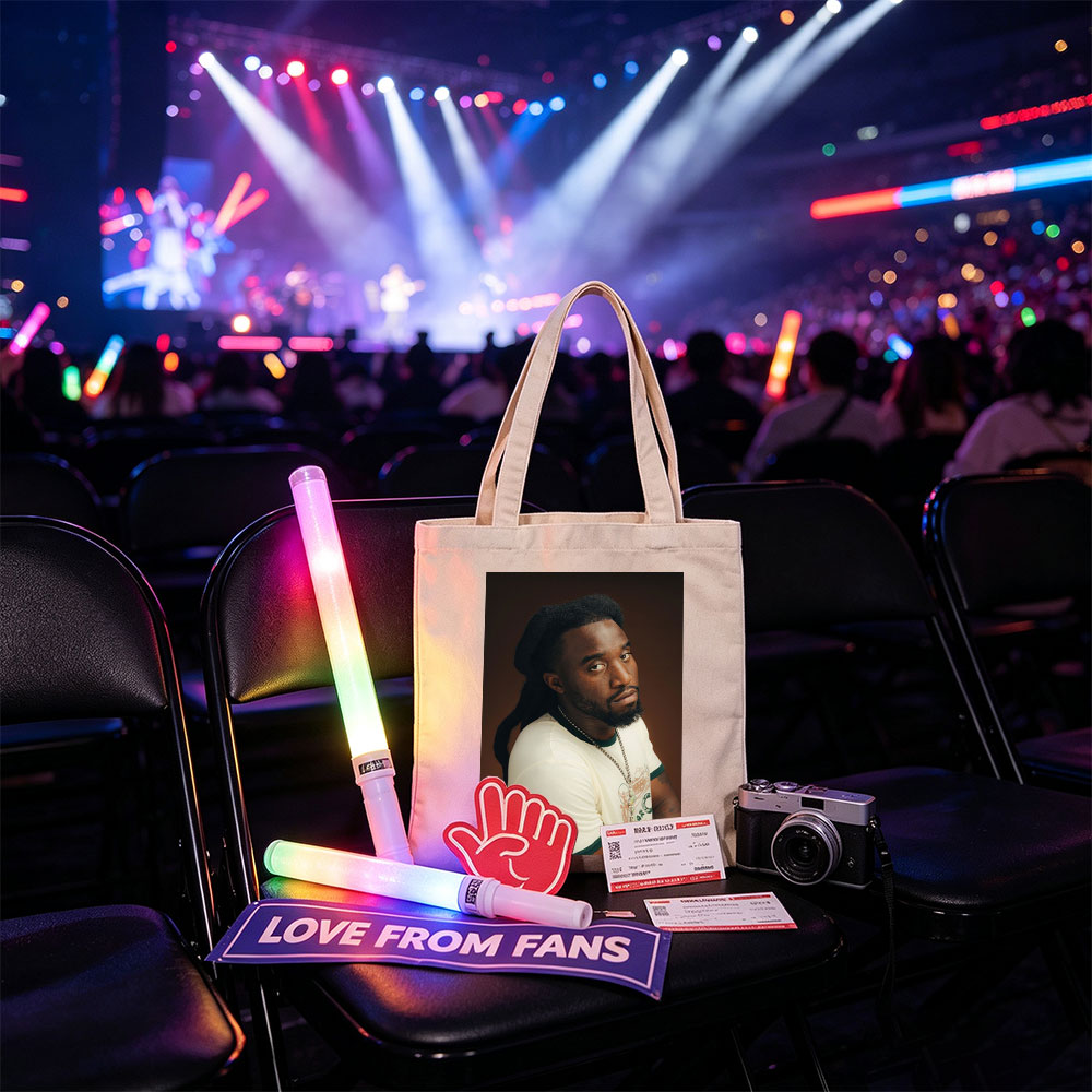 Burna Boy in a Stylish Portrait Wearing a White T-Shirt and Beaded Necklace - Canvas tote bags