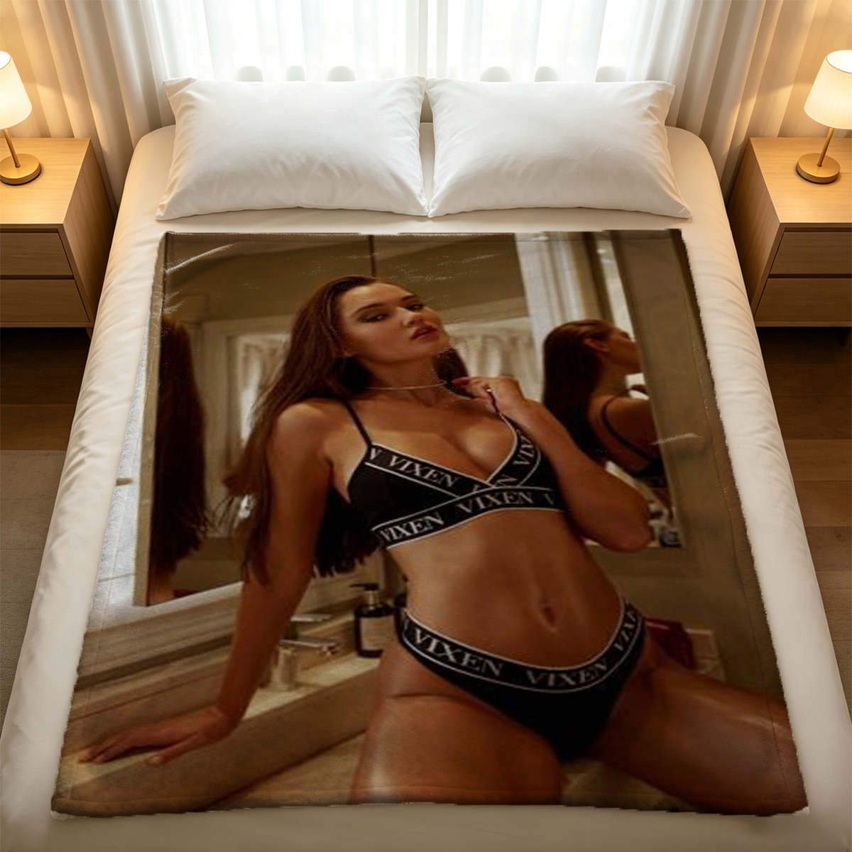 Red Lingerie on Velvet Couch - Blanket