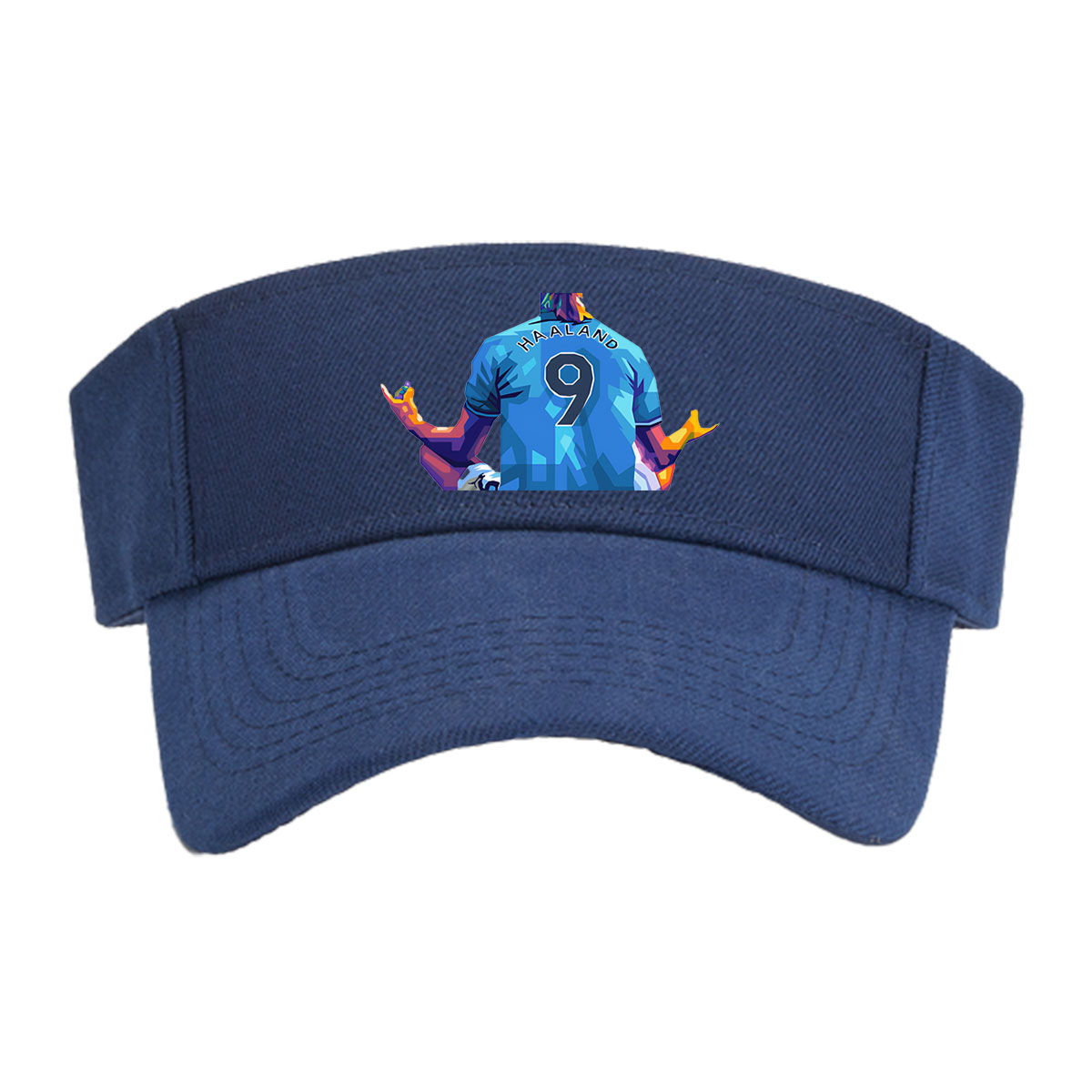 Haaland in Blue Jersey, Number 9, Sitting Back View -  Visor cap