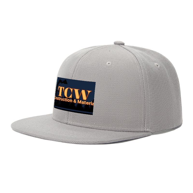 Flat Brim Baseball Cap TCW Construction & Materials Logo Print Streetwear Underground Skate Style for Basketball Court Urban Skaters and Hip Hop Artists