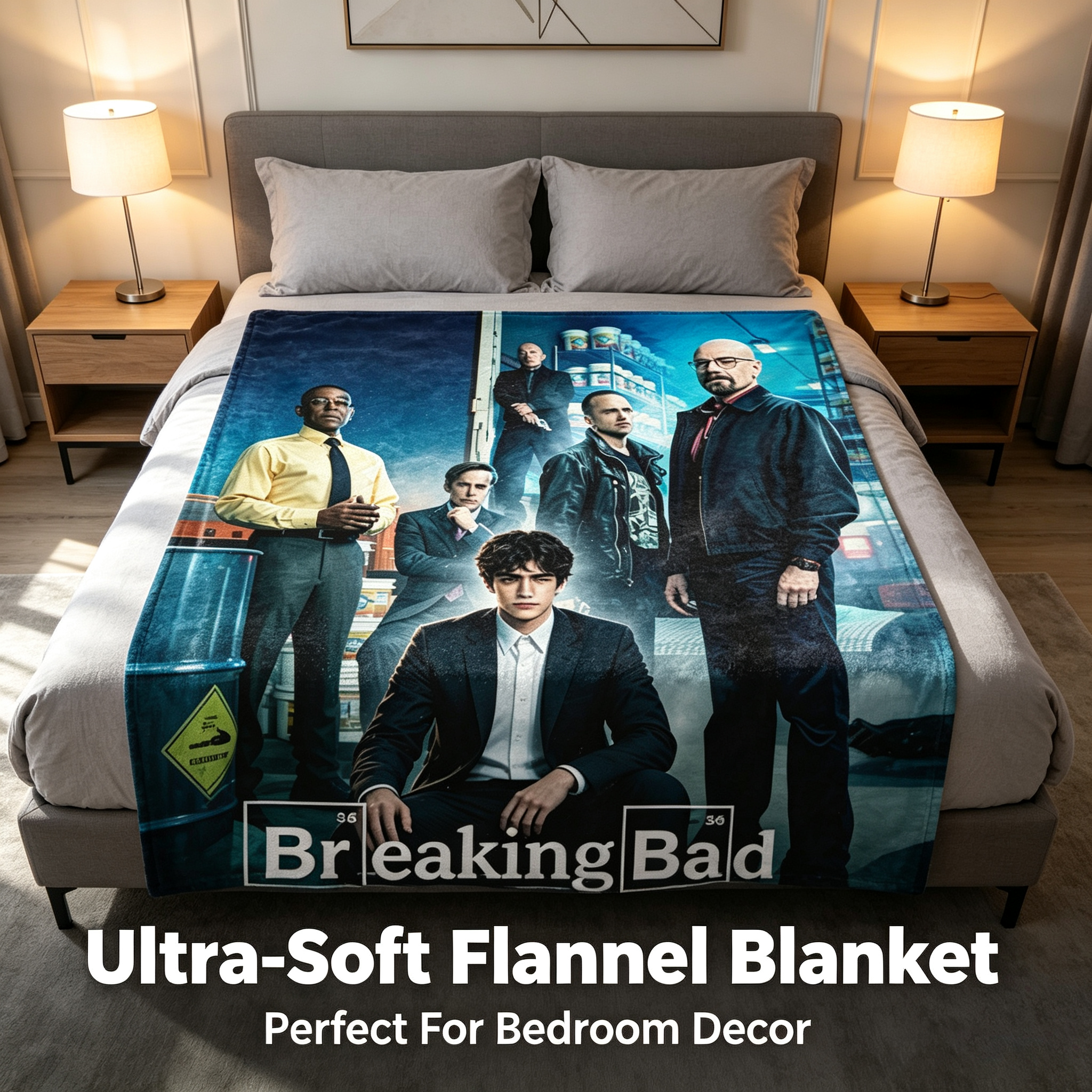 Custom Face Blanket Breaking Bad TV Show Flannel Blanket Perfect for Fans of Walter White and Jesse Pinkman Ideal for Couch, Bed, or Travel Great Gift Idea for Movie Enthusiasts and Collectors