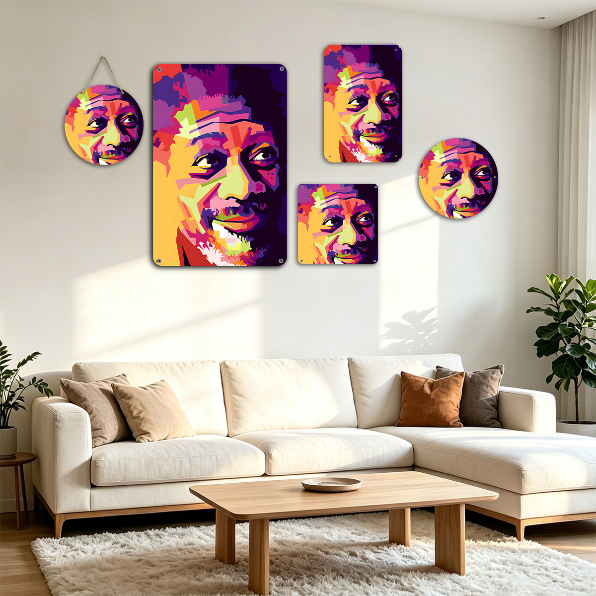 Colorful Abstract Portrait of a Man with Vibrant Geometric Patterns - painting