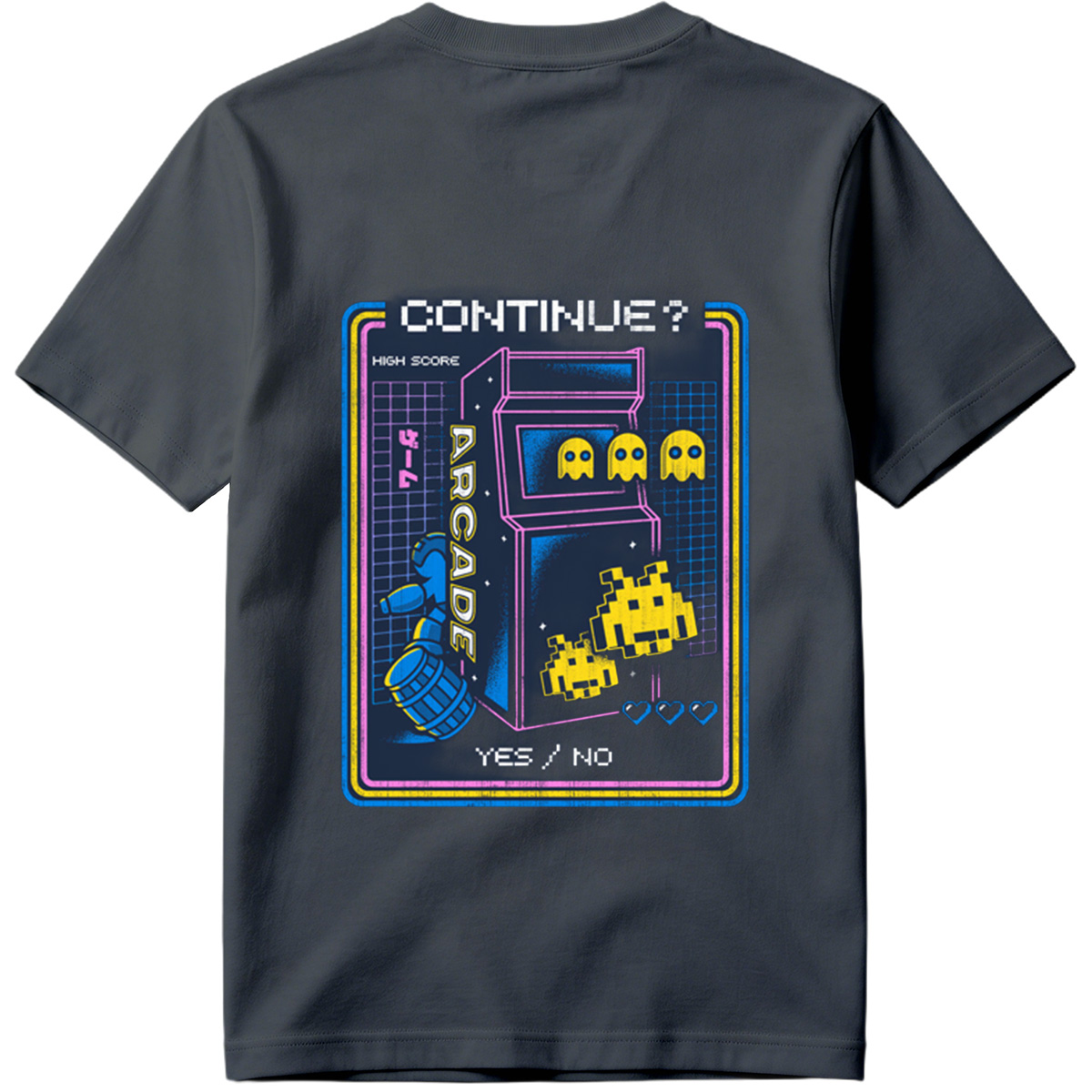 Pac-Man and Space Invaders Arcade Continue Screen - Tee