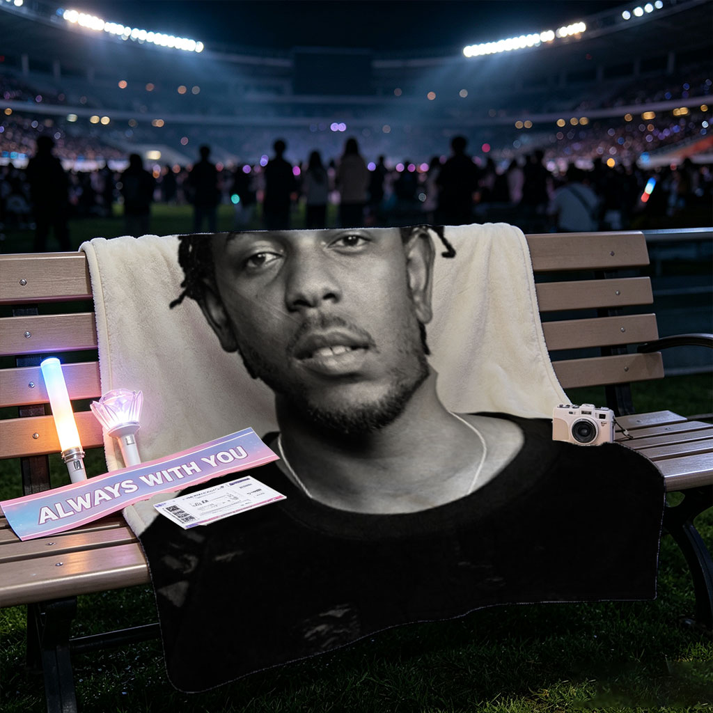 Kendrick Lamar Portrait in Black and White with Dreads and Neutral Expression - Blankets