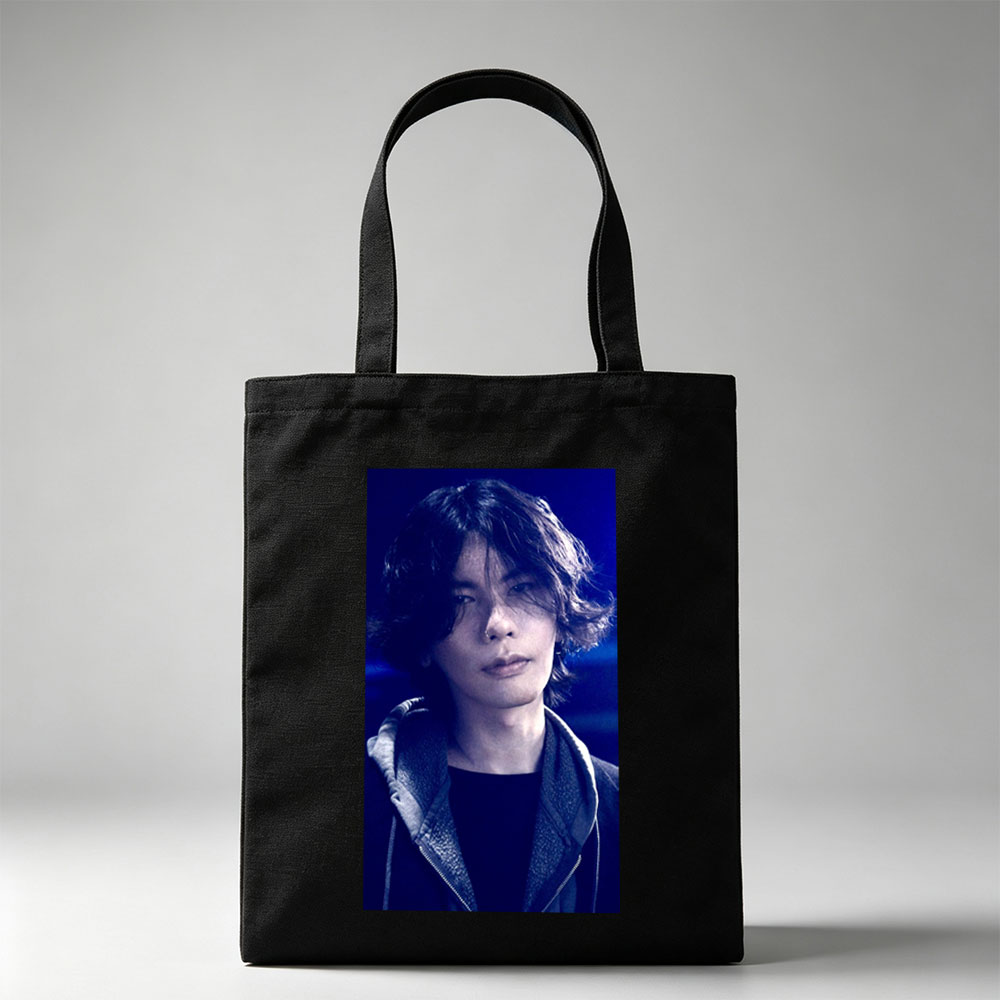 Yosuke Nagai in a dramatic scene with intense blue lighting and a stylish jacket - Canvas tote bags