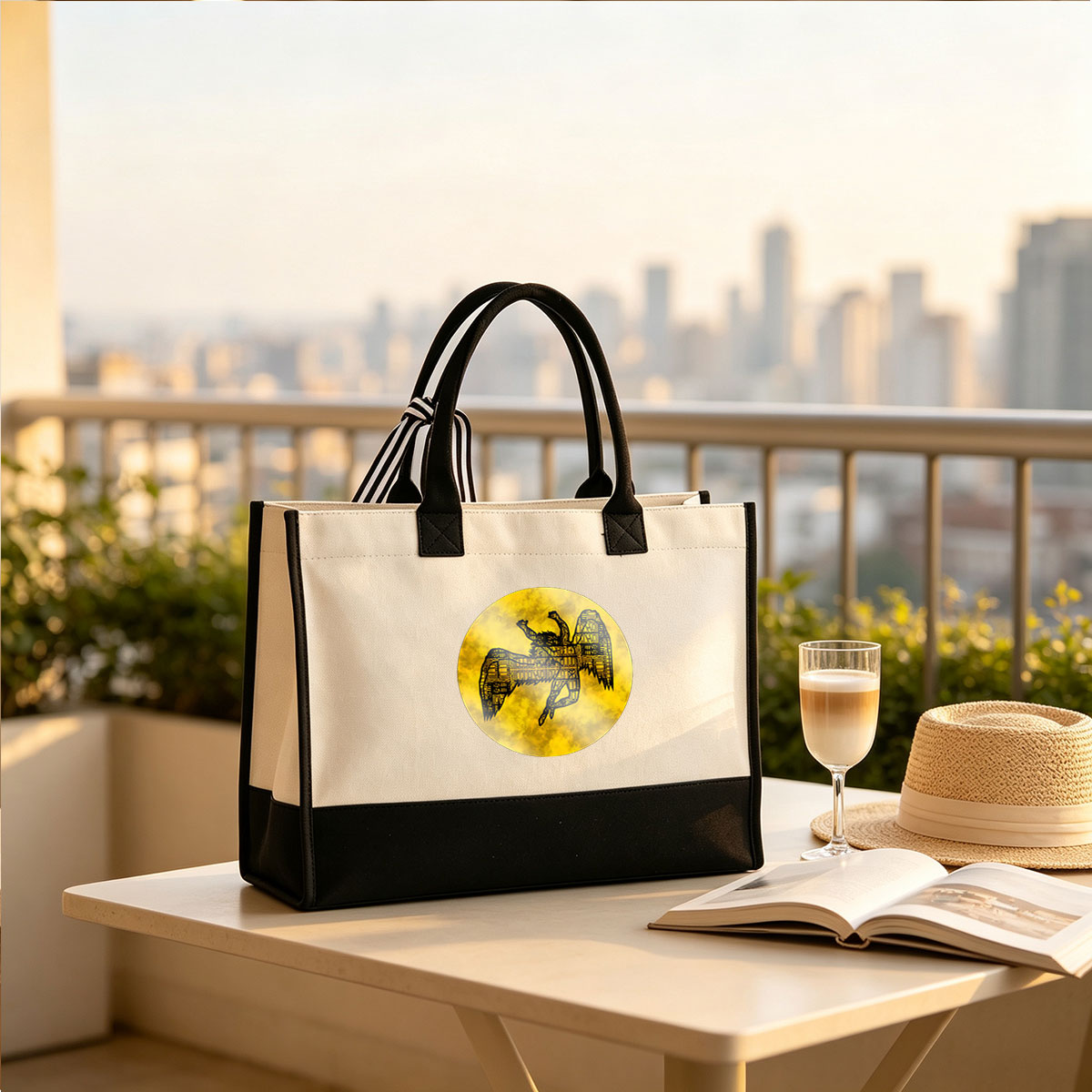 Led Zeppelin: A Typographic Flight of the Winged Creature - Canvas patchwork gift tote bag