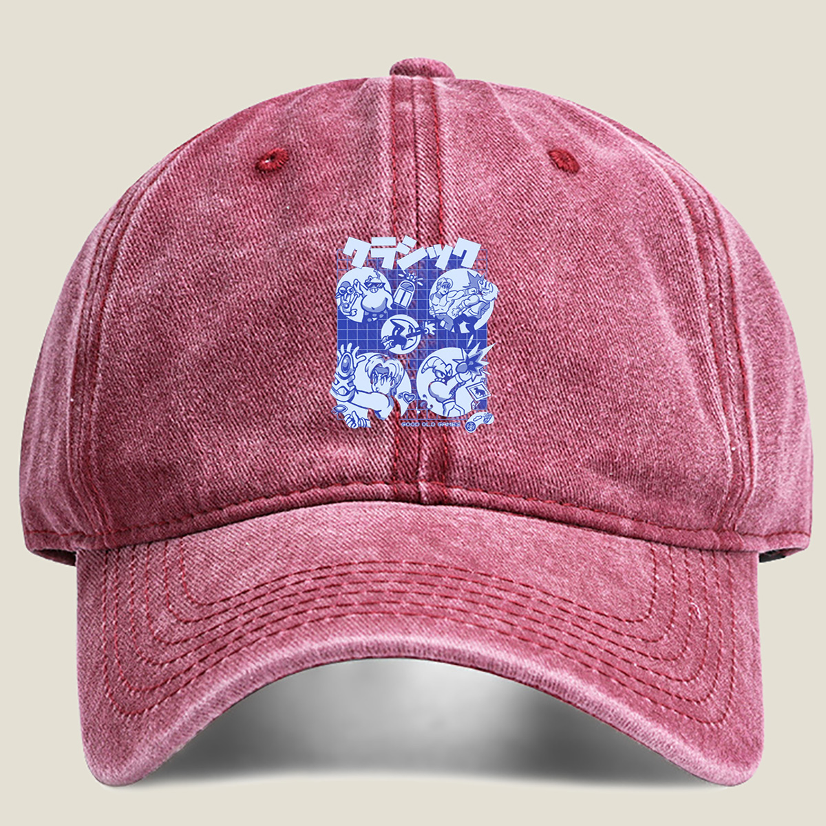 Classic Gaming Characters: Sonic, Knuckles, Tails, and Dr. Eggman - Washed Denim - Baseball Cap