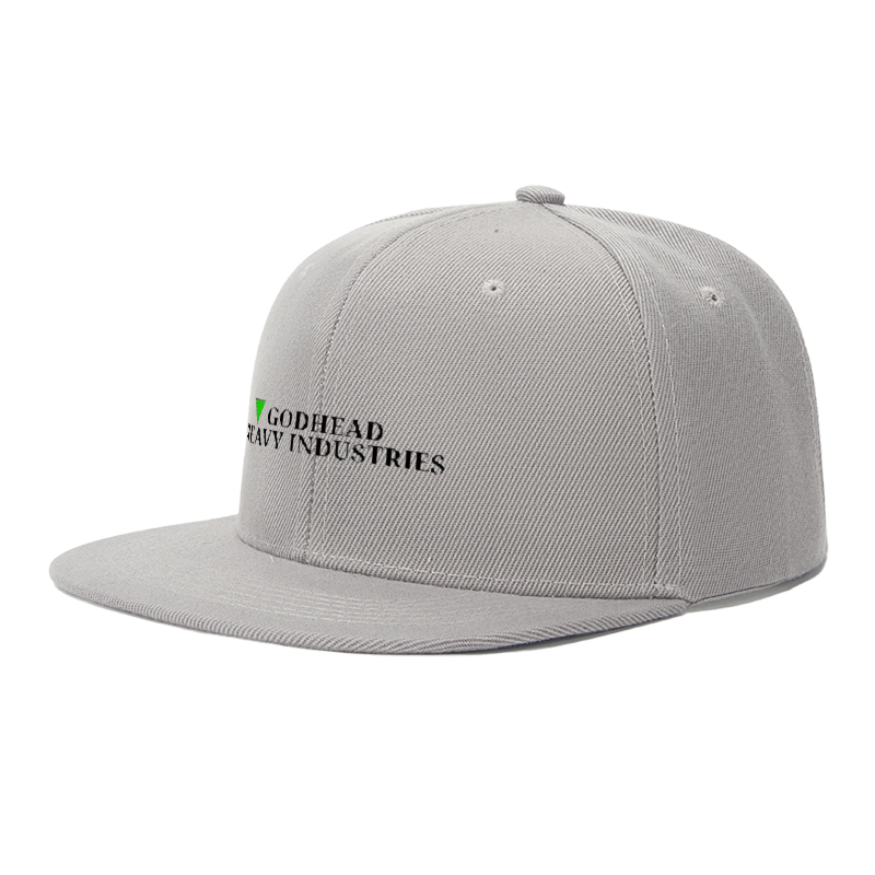 Flat Brim Baseball Cap Godhead Heavy Industries Logo Print Streetwear Underground Skate Style for Basketball Court Skate Park Urban Riders Rappers Streetwear Enthusiasts