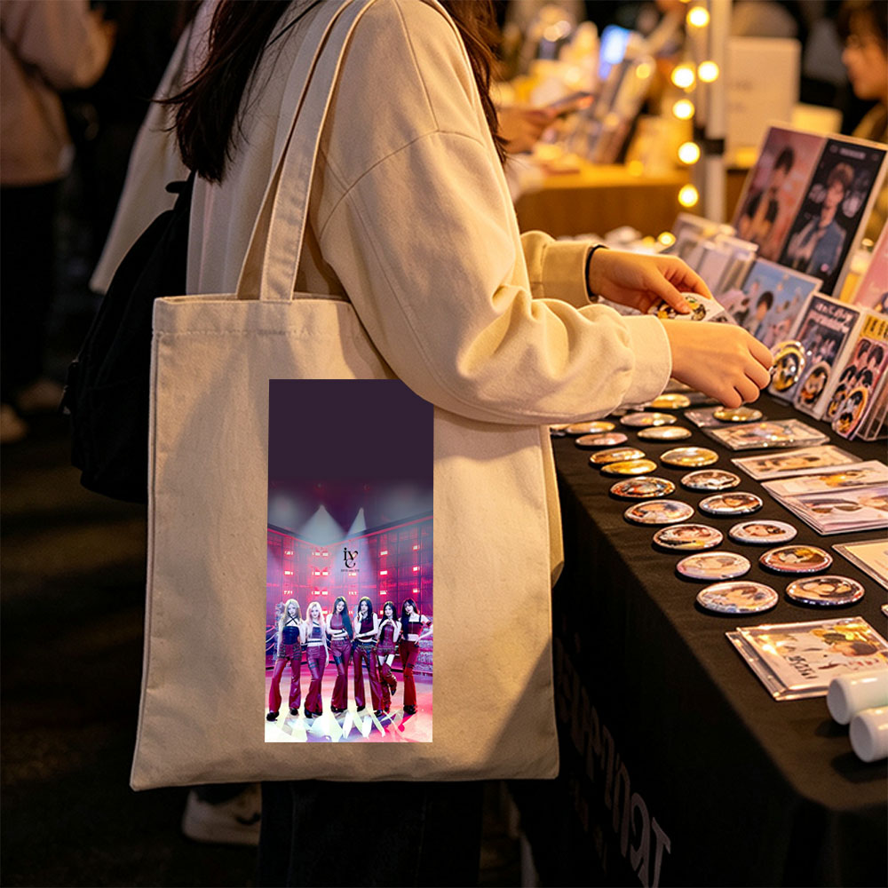 IVE in a Futuristic Studio with Red Lighting and Reflective Floor - Canvas tote bags