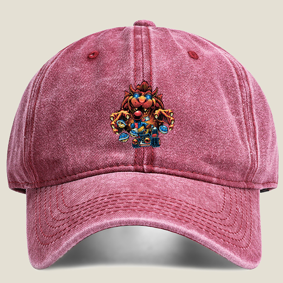 Mario vs Bowser: Kart Clash - Washed Denim - Baseball Cap
