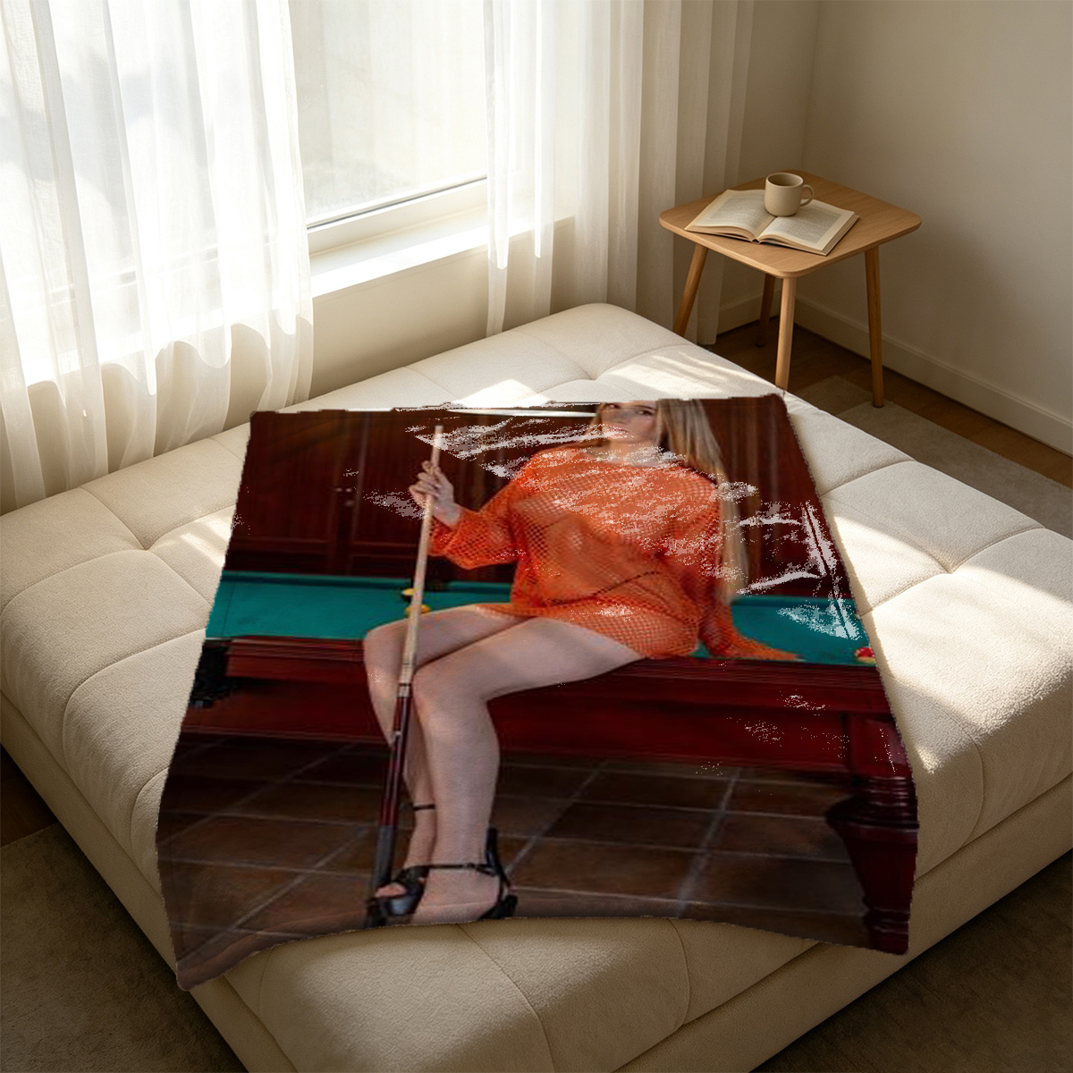 Nude Japanese model at sunset beach - Blanket