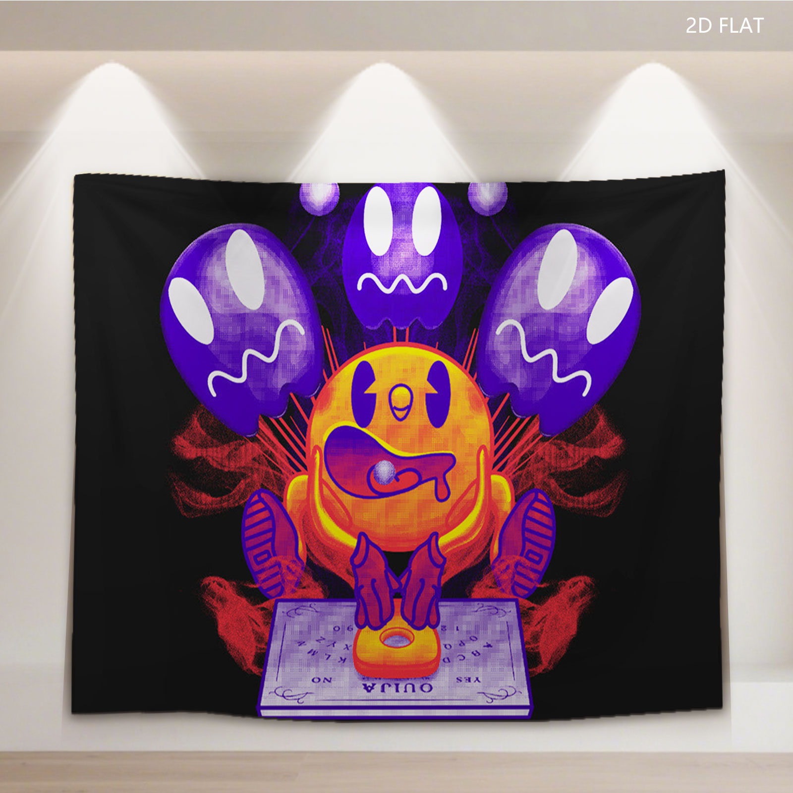 Pac-Man and Ghosts on Ouija Board - Tapestry