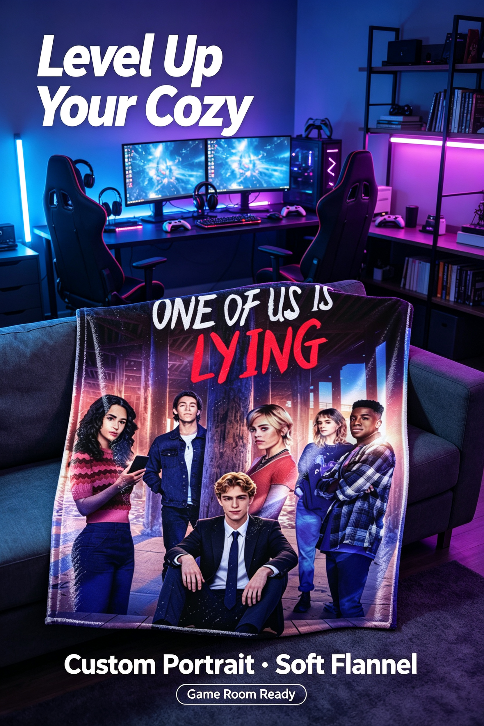 Custom Face Blanket One of Us Is Lying Flannel Blanket Perfect for Fans of the Series Ideal Gift or Giveaway for Teens and Young Adults
