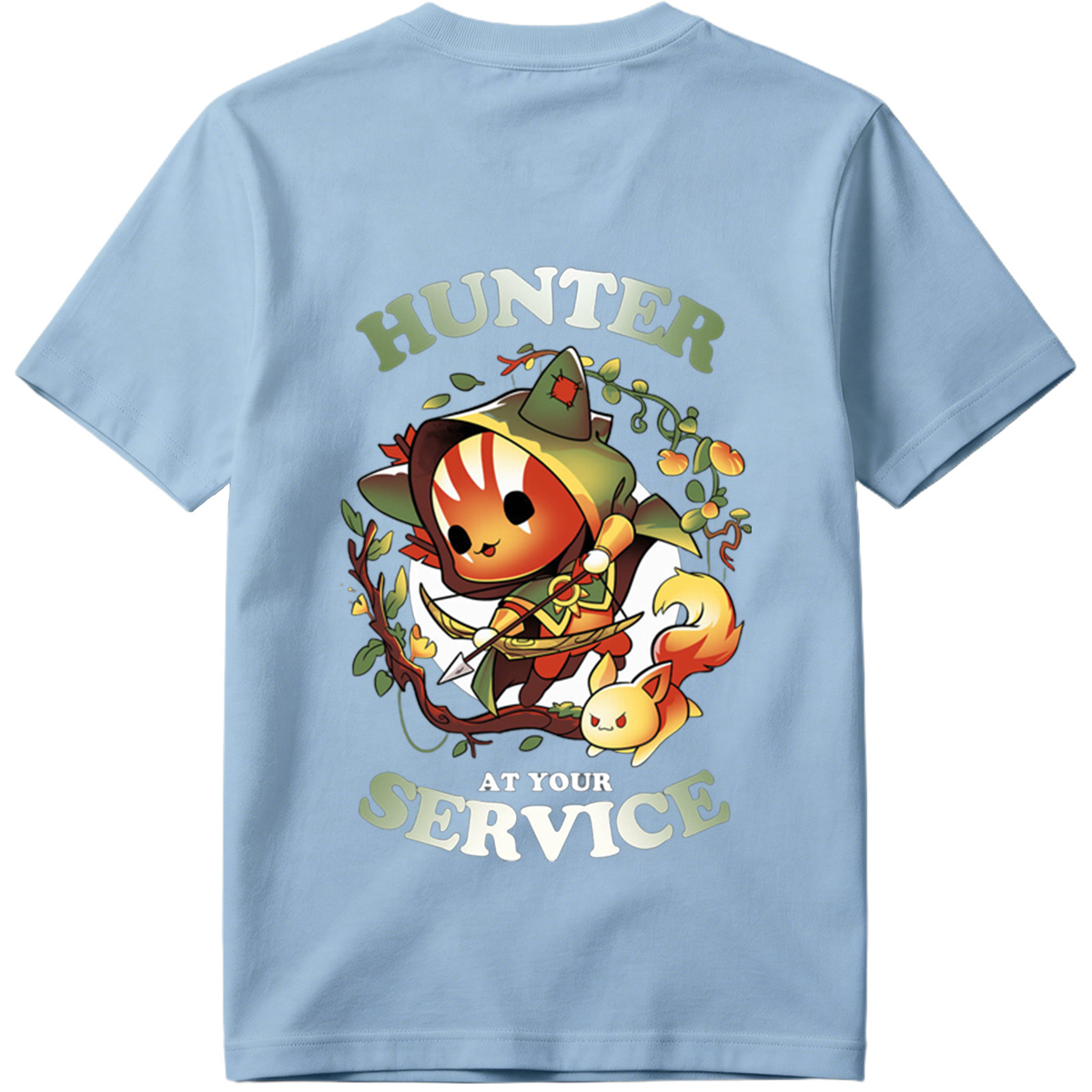 Hunter at Your Service - Chibi Archer and Fox Companion - Tee