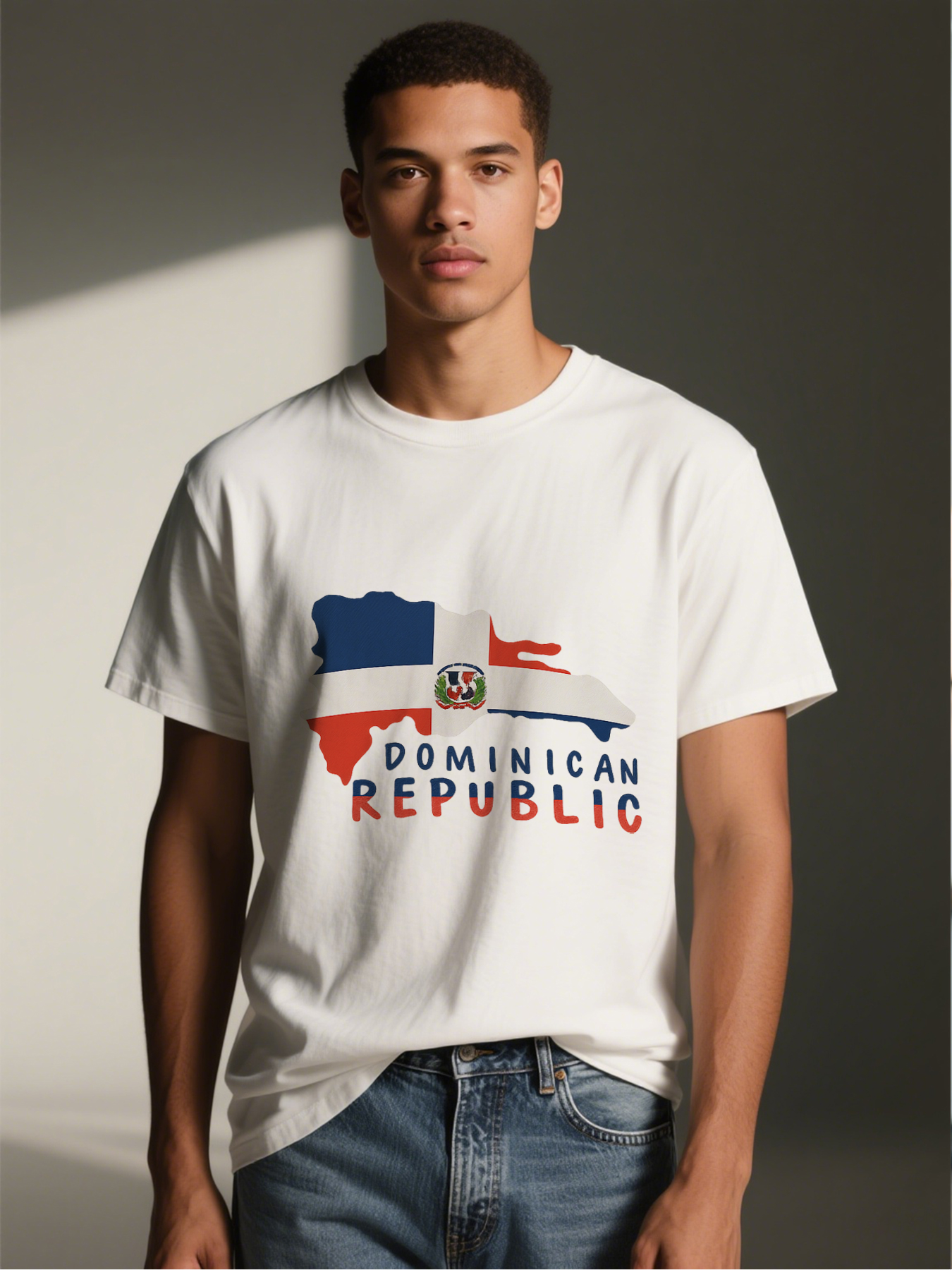 Men's Dominican Republic Flag Map Print T-Shirt Casual Round Neck Summer Lightweight Breathable Short Sleeve Tee for Travel, Beach, and Daily Wear - Perfect for Adults Who Love Caribbean Culture and National Pride