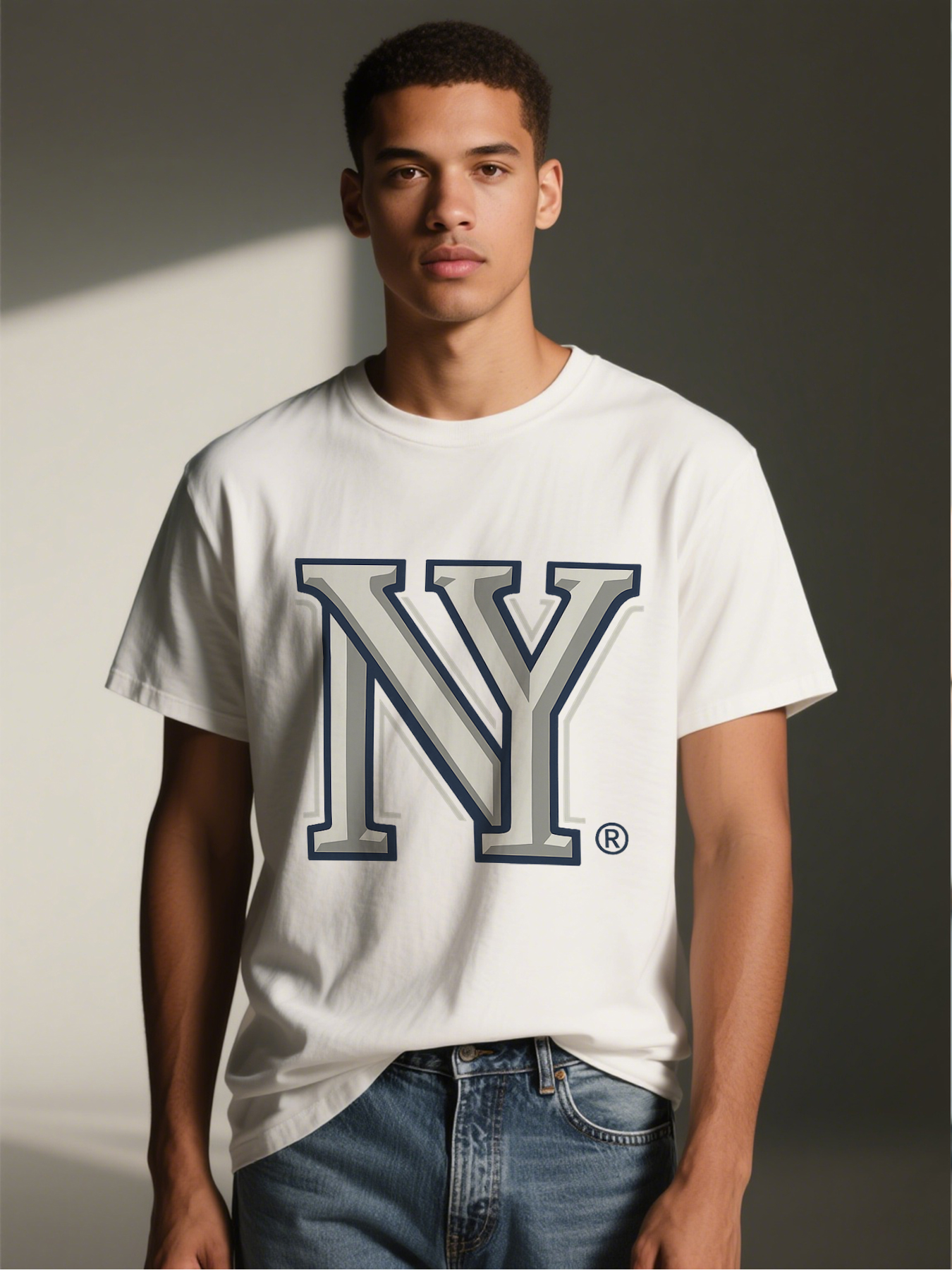 Men's NY Logo Print T-Shirt Casual Round Neck Summer Lightweight Breathable Short Sleeve Tee for Urban Streetwear Fashion Fans