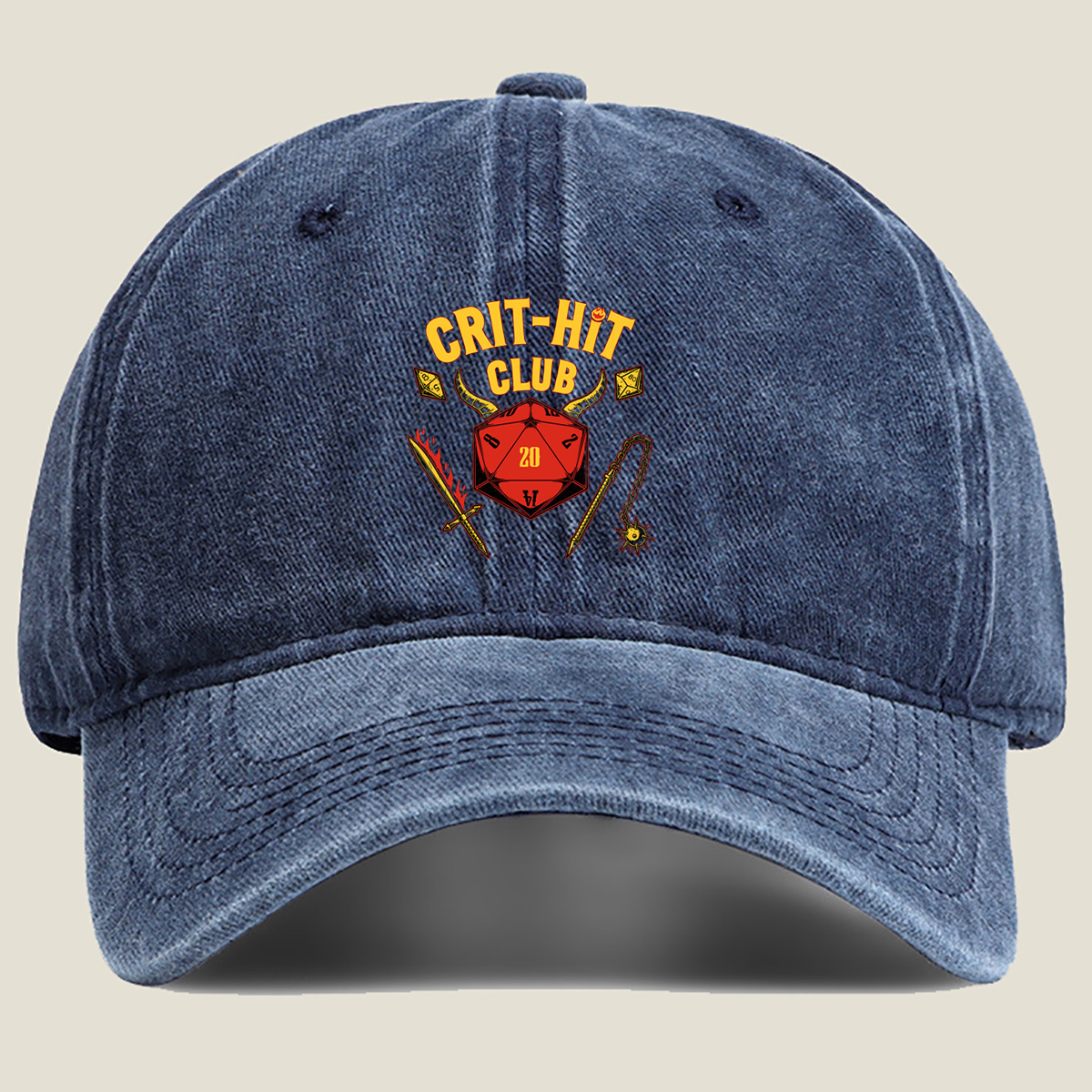 Crit-Hit Club: D&D Dice & Fantasy Gear - Washed Denim - Baseball Cap