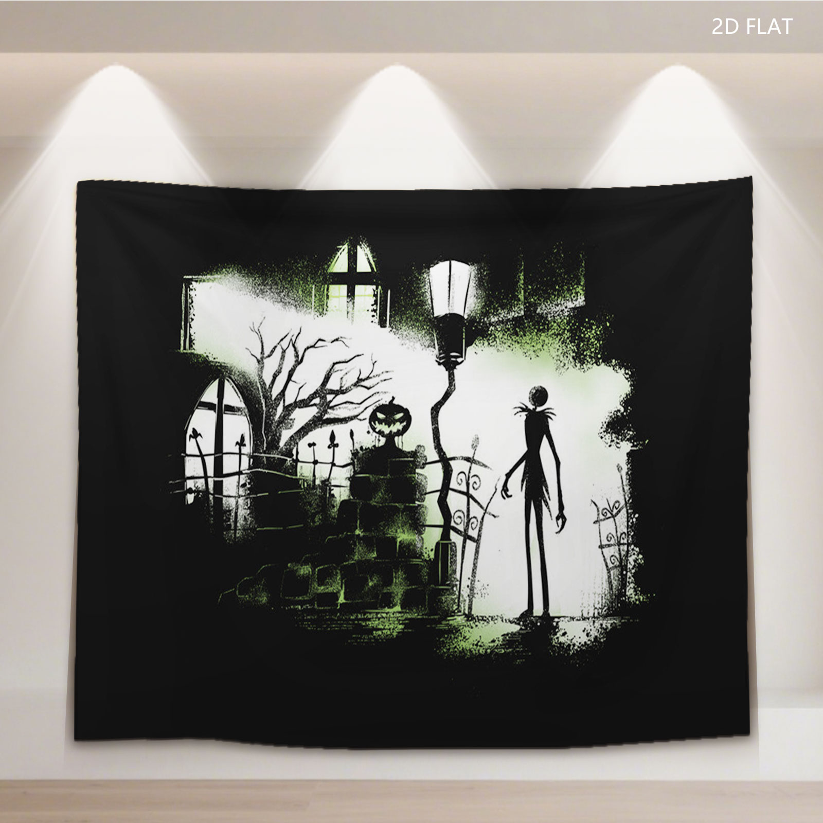 Jack Skellington in a Haunted Halloween Scene - Tapestry