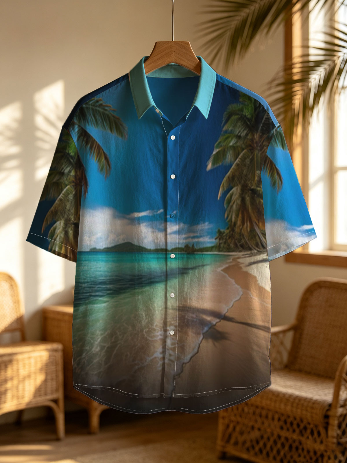 Tropical Beach with Palm Trees and Crystal Clear Water -  Shirt