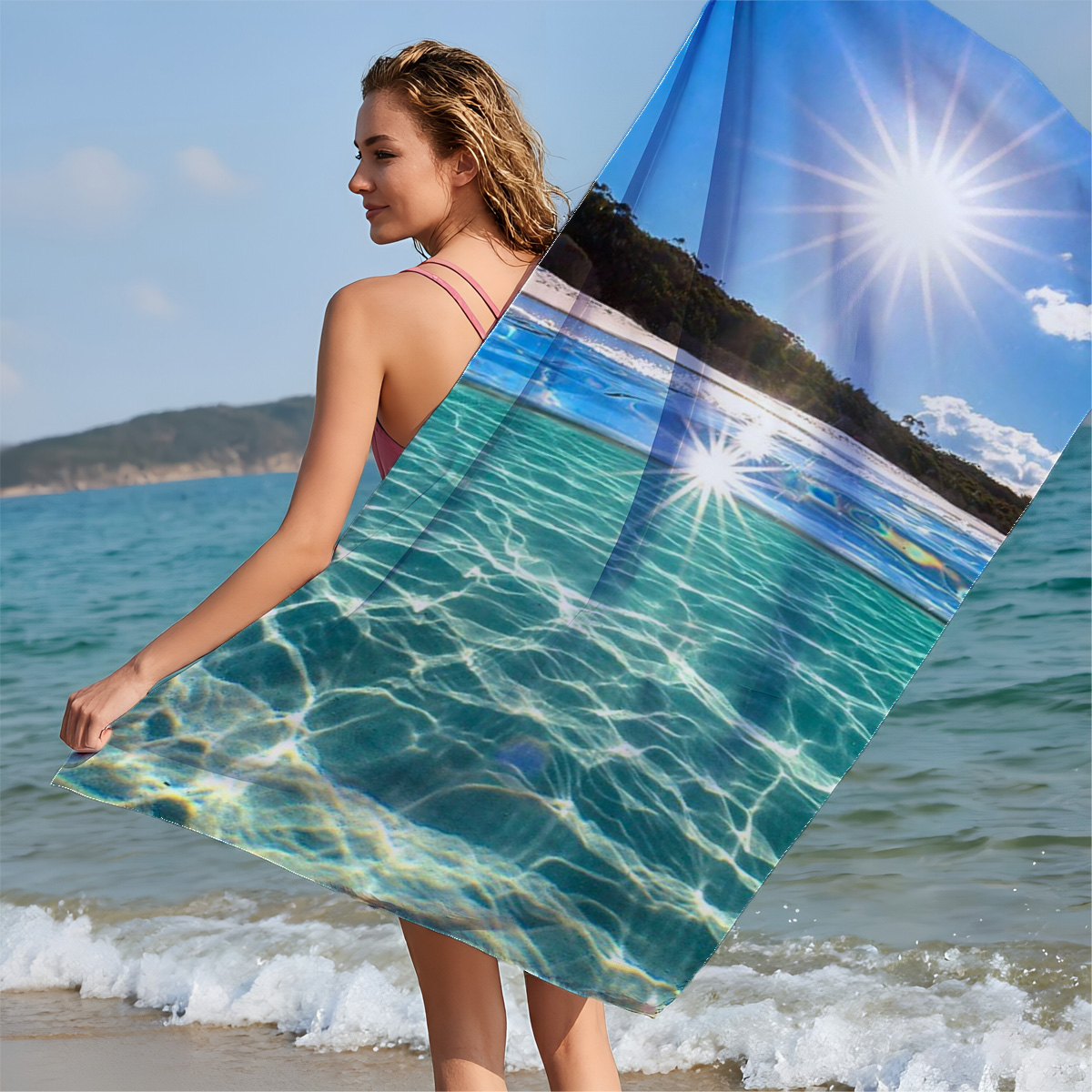 Sunshine Sparkles on Crystal Clear Waters - Beach towels