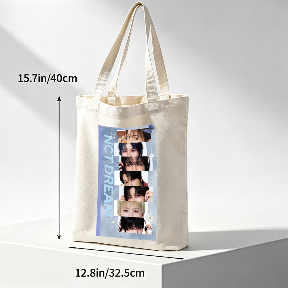 NCT DREAM Members Close-Up Portraits with Expressive Eyes and Stylish Hair Details - Canvas tote bags