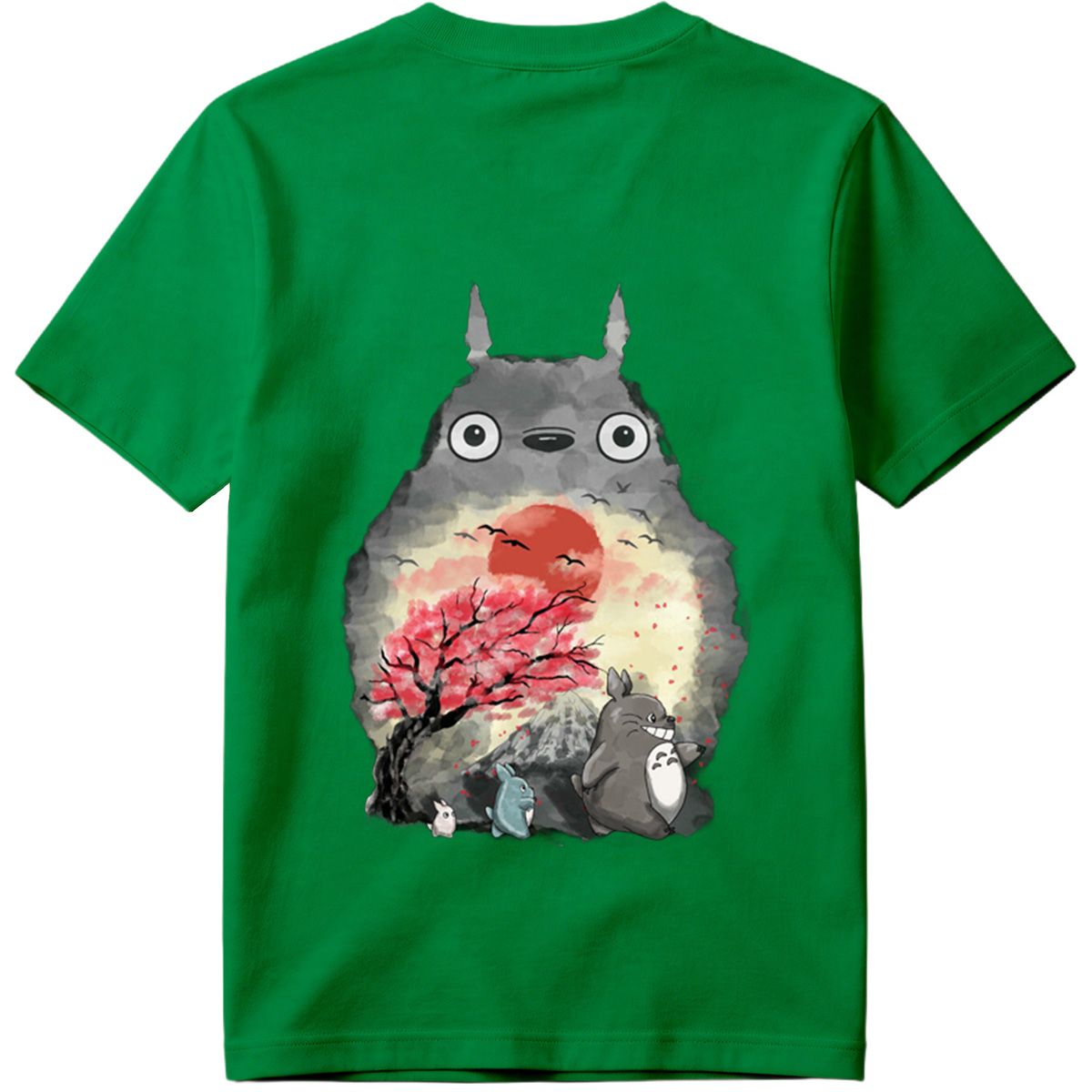 Totoro and Friends in Cherry Blossom Sunset - Tee