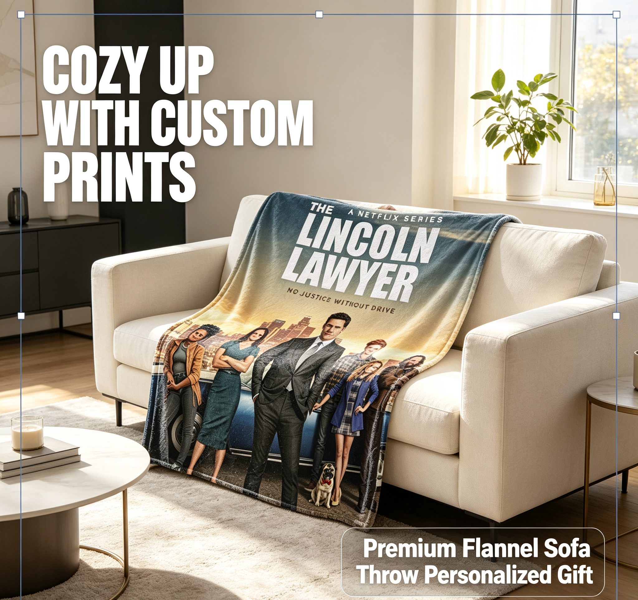 Custom Face Blanket The Lincoln Lawyer Netflix Series Flannel Blanket for Couch or Bed Cozy Gift for Fans and Movie Lovers
