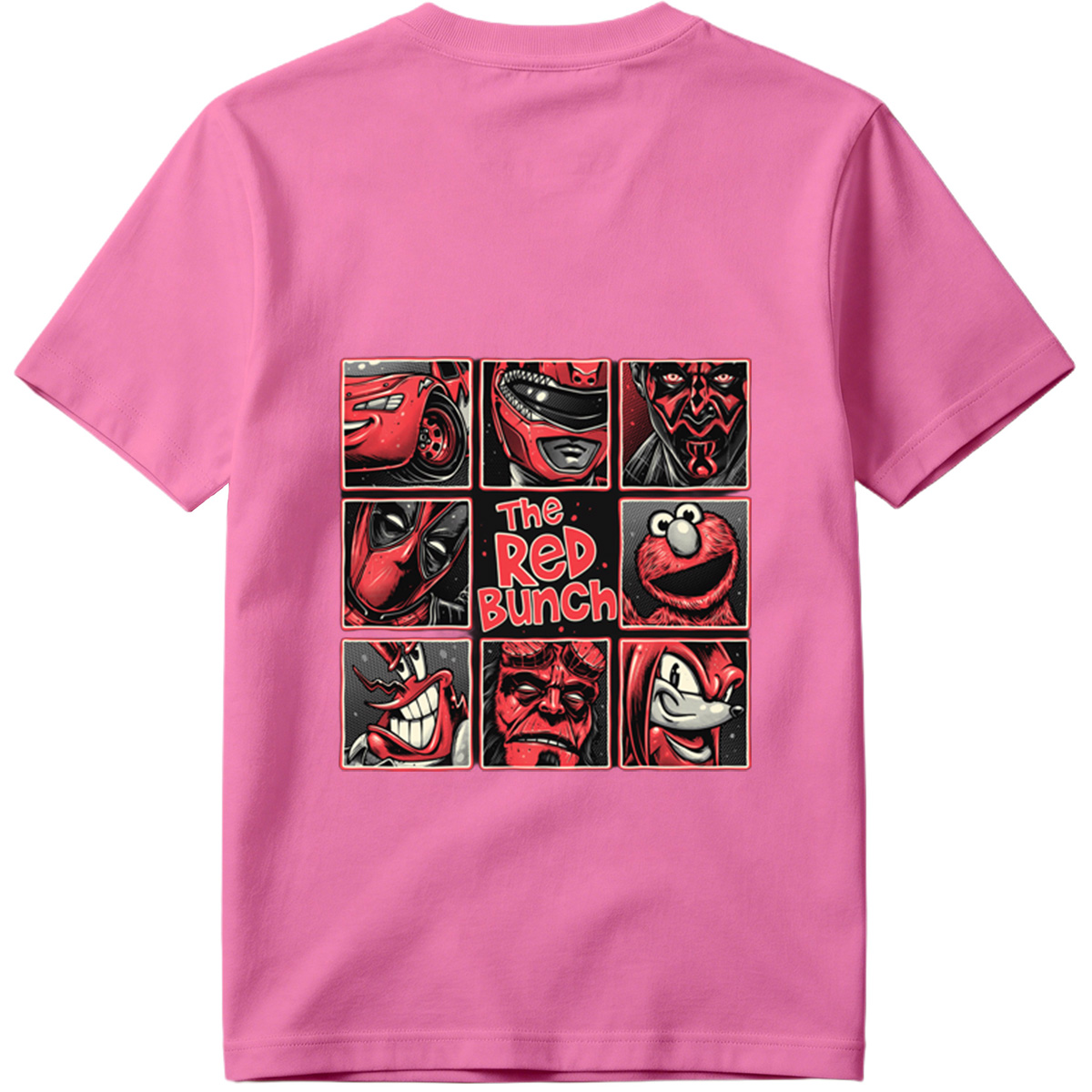 The Red Bunch: Lightning McQueen, Darth Maul, Deadpool, Elmo, Dr. Seuss's The Grinch, Hellboy, and Knuckles - Tee