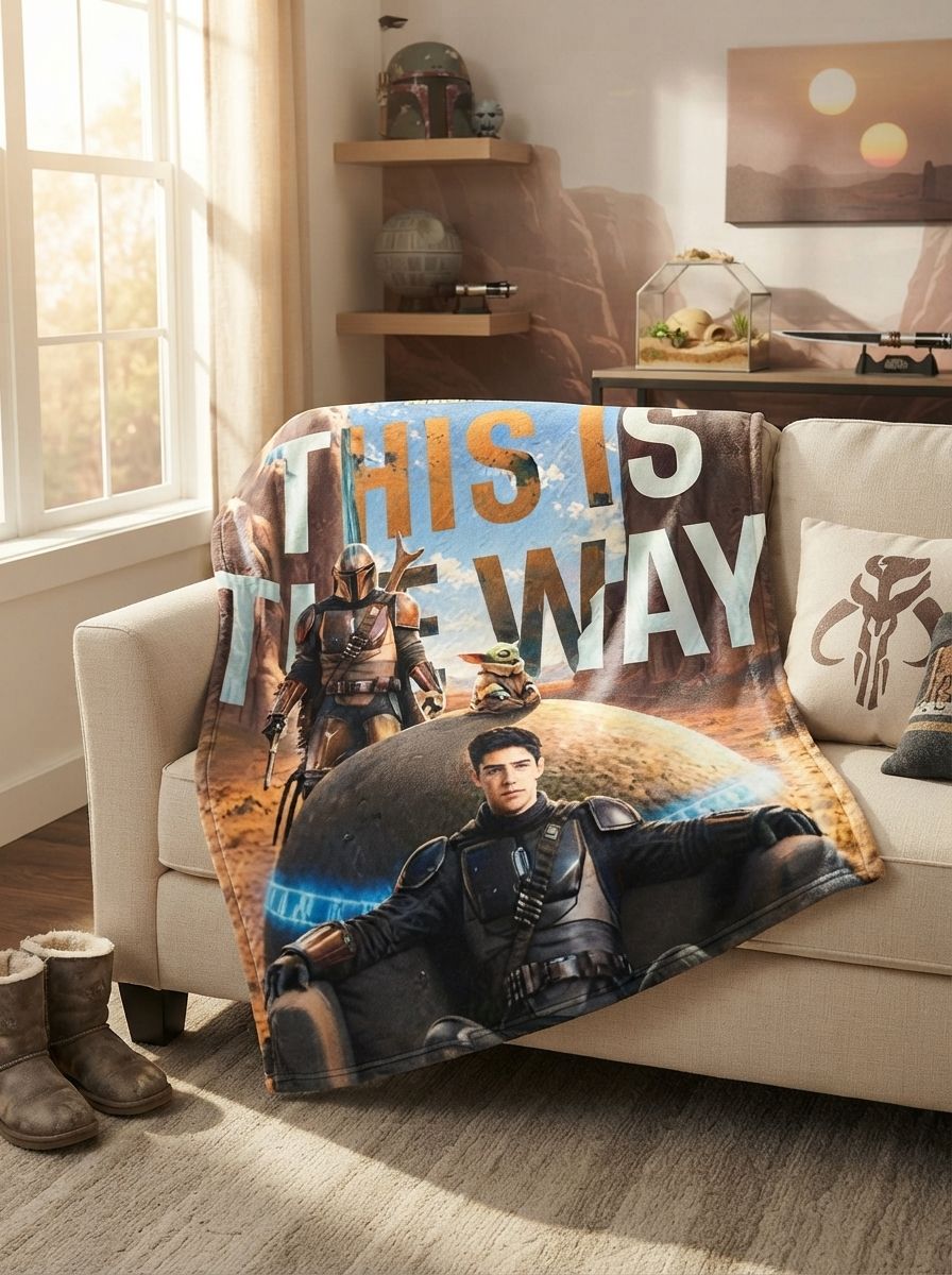 Custom Photo Flannel Throw Blanket Personalized Sci-Fi Character Head Portrait Soft Plush Anti-Pilling Fleece Bed Couch