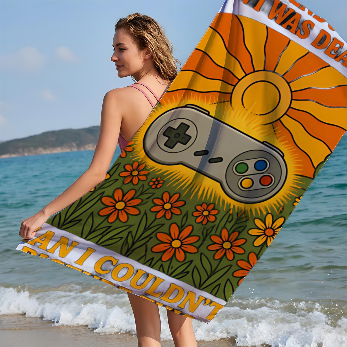 Super Nintendo Sega Genesis Controller in Sunflower Field: Nostalgic Gaming Memory - Beach towels