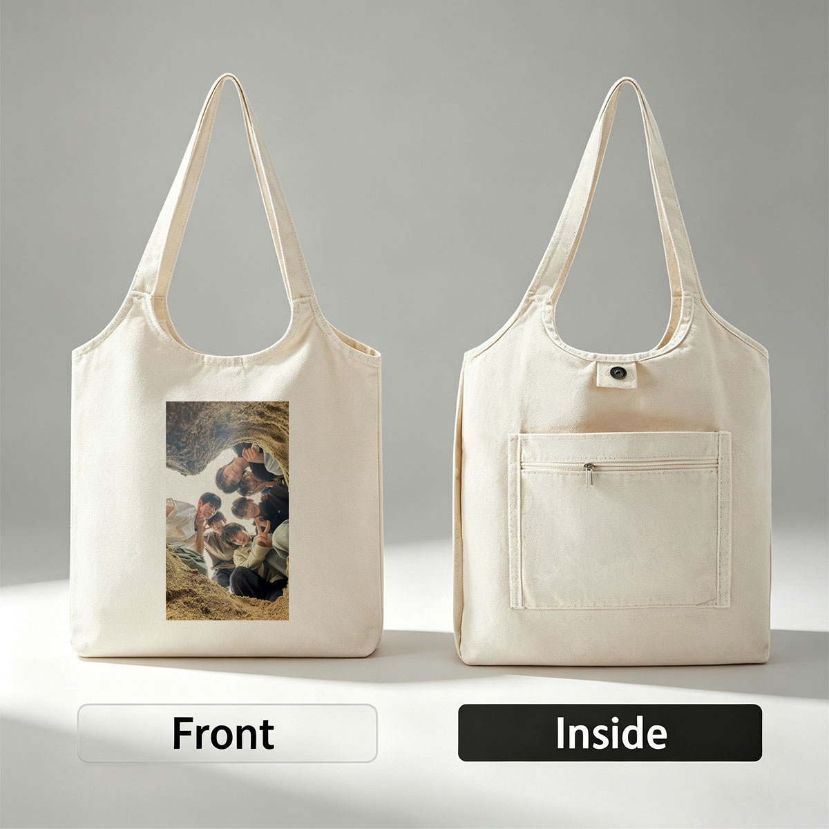 ENHYPEN Beach Cave Selfie Group Photo - Canvas shoulder bags/