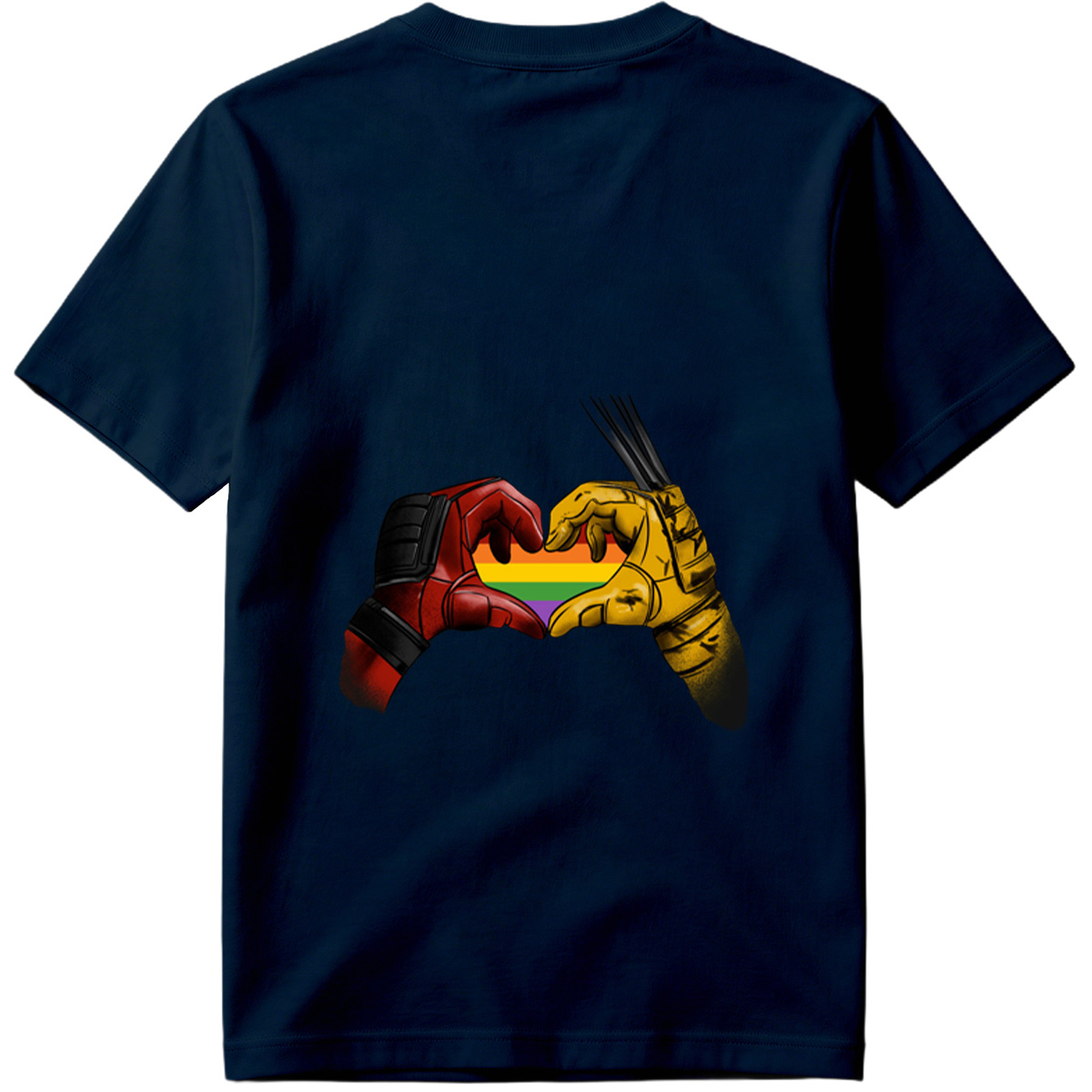 Deadpool and Wolverine Form a Rainbow Heart - Tee