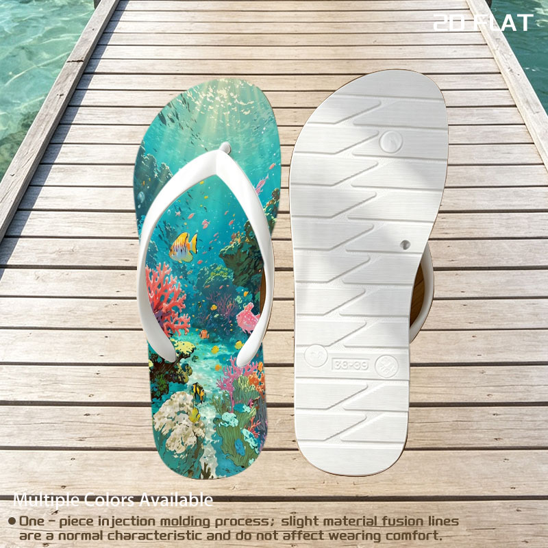 Vibrant Coral Reef with Colorful Fish and Sunlight Rays -  flip-flops