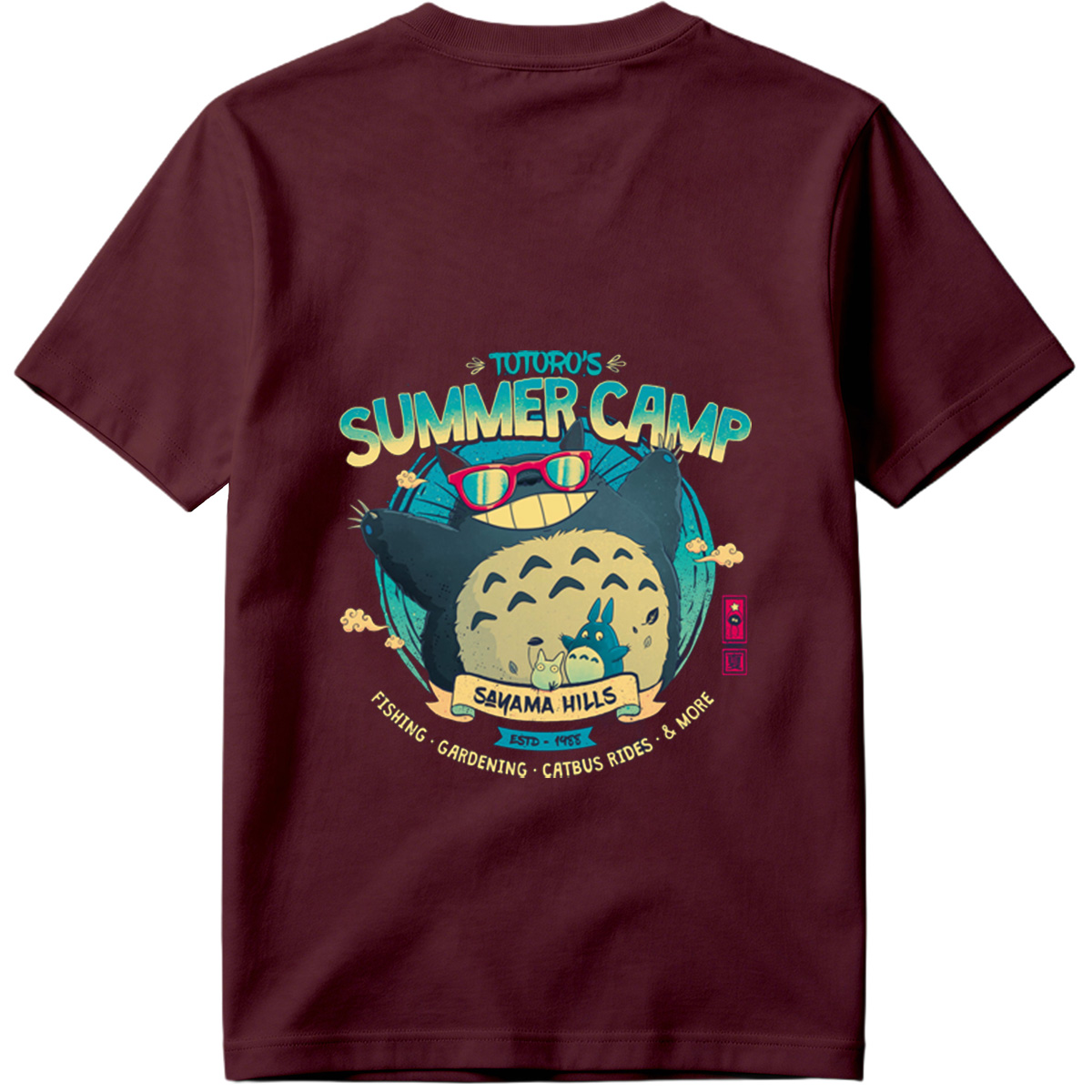 Totoro's Summer Camp: Totoro, Little Totoros, and Catbus in Sakama Hills - Tee