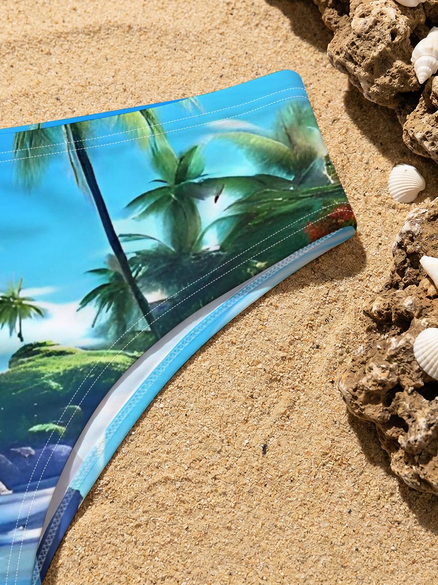 Tropical Beach with Palm Trees and Crystal Clear Water -  Men's swim trunks
