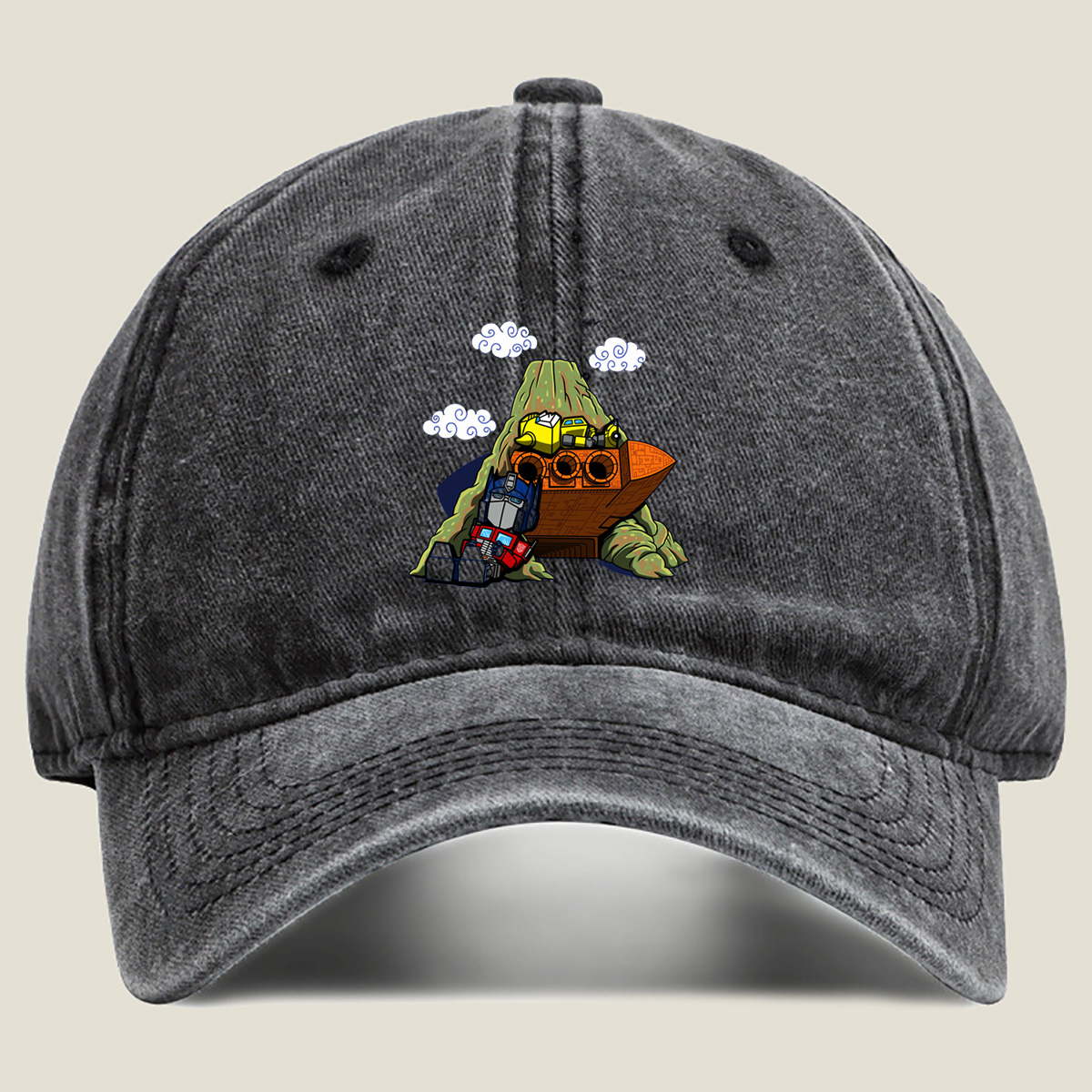 Transformers: Optimus Prime and Bumblebee at the Ark - Washed Denim - Baseball Cap