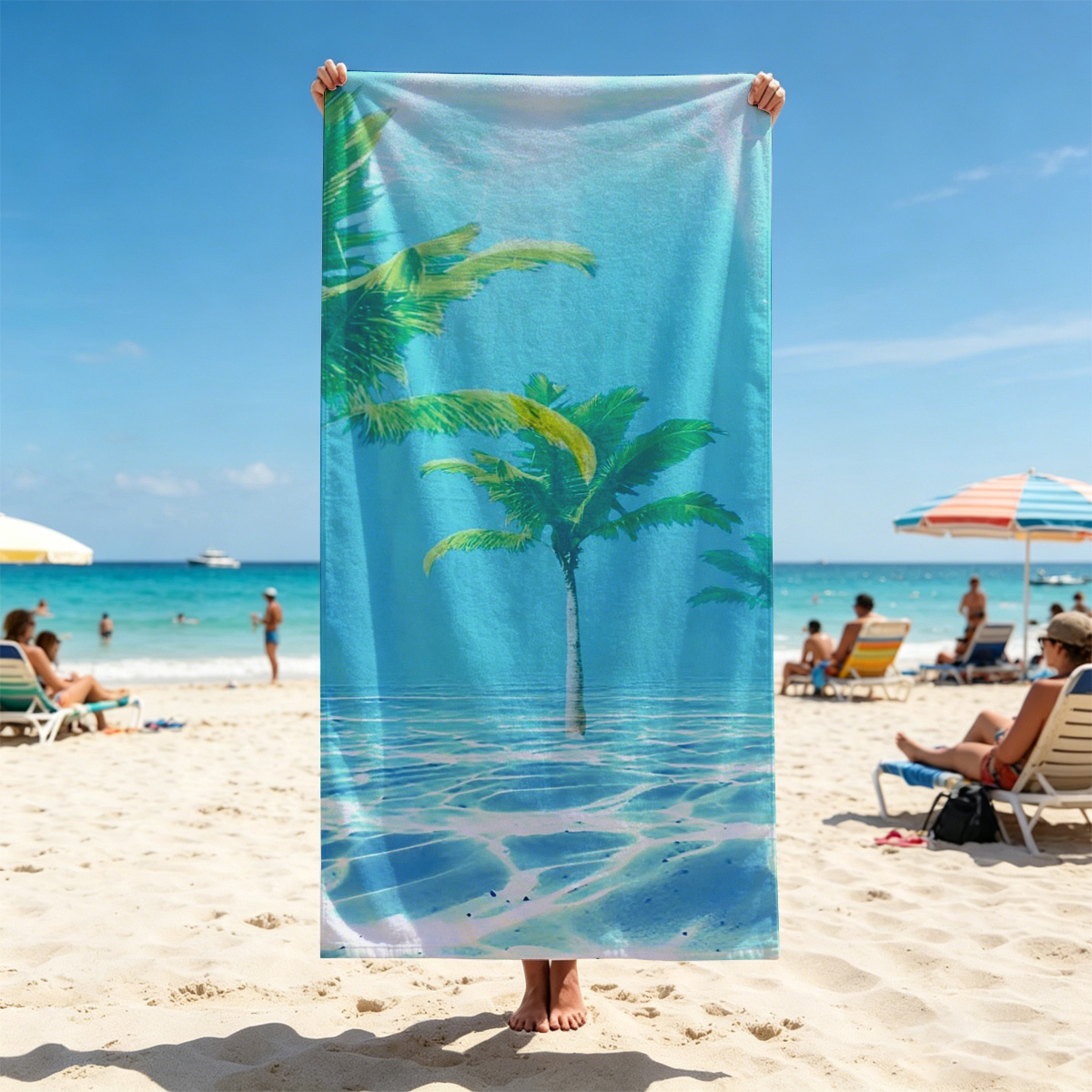 Underwater Palm Trees in Crystal Clear Waters - Beach towels